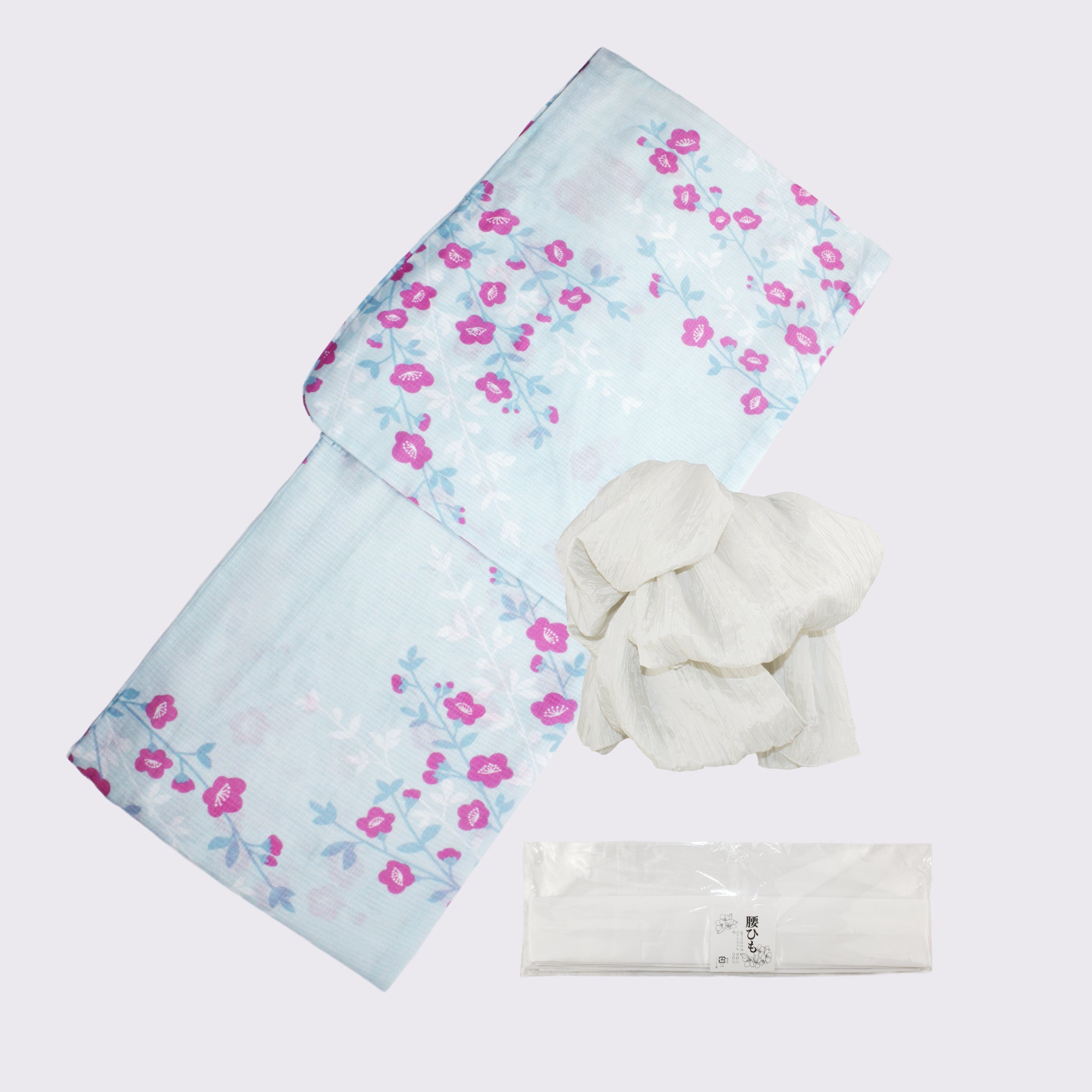 枝垂梅 綿浴衣3点セット(浴衣+腰ひも+兵児帯)
