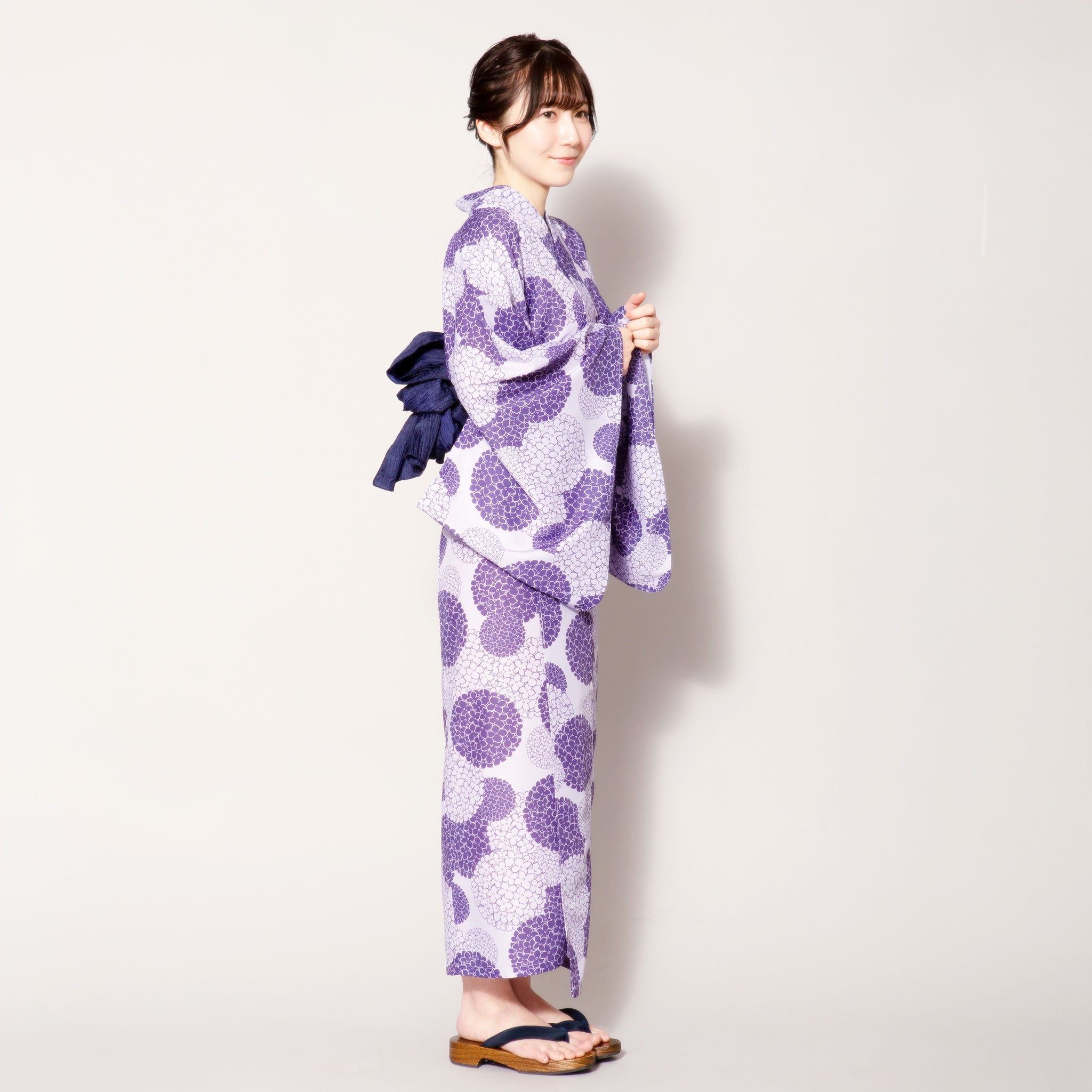 Coolpass 紫陽花 浴衣4点セット(浴衣+腰ひも+兵児帯+下駄)