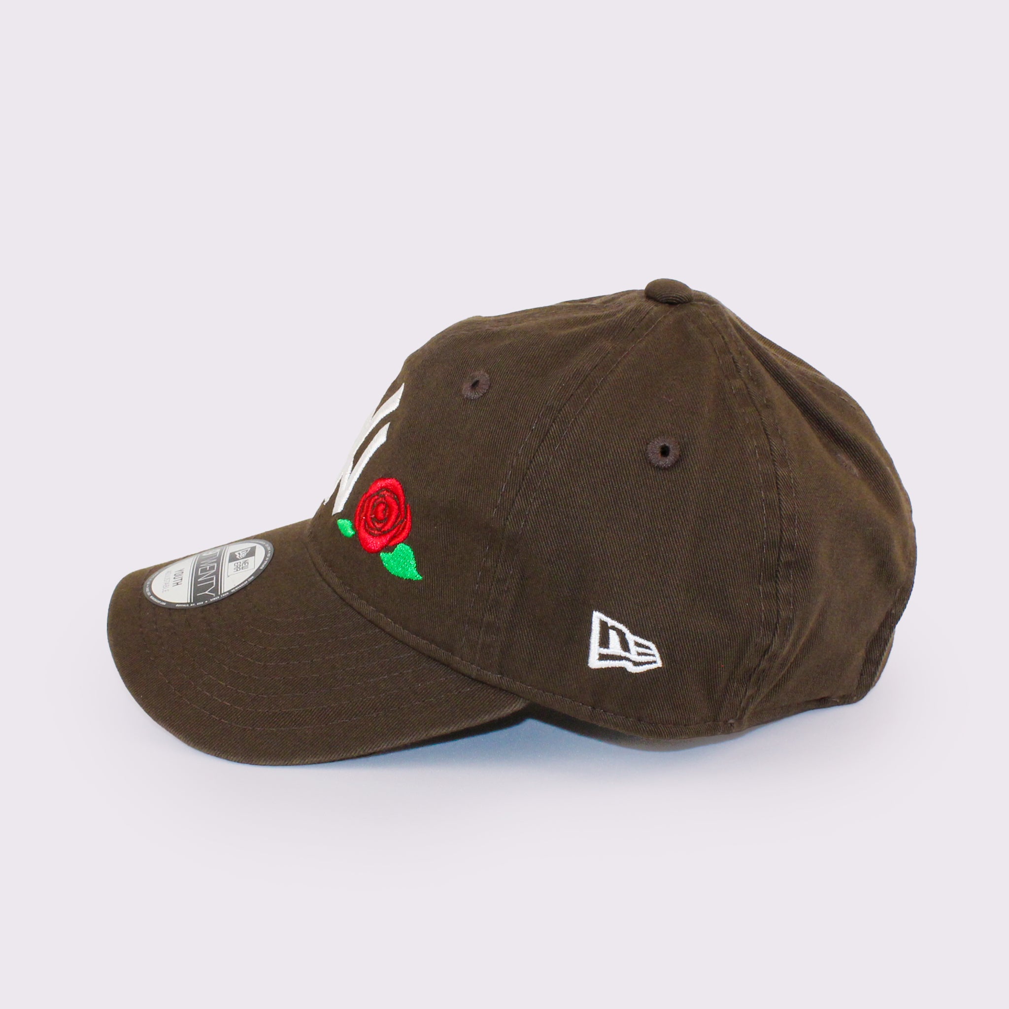 NEW ERA キッズ Youth 9TWENTY ローズ エンブロイダリー ニューヨーク・ヤンキース ウォルナット