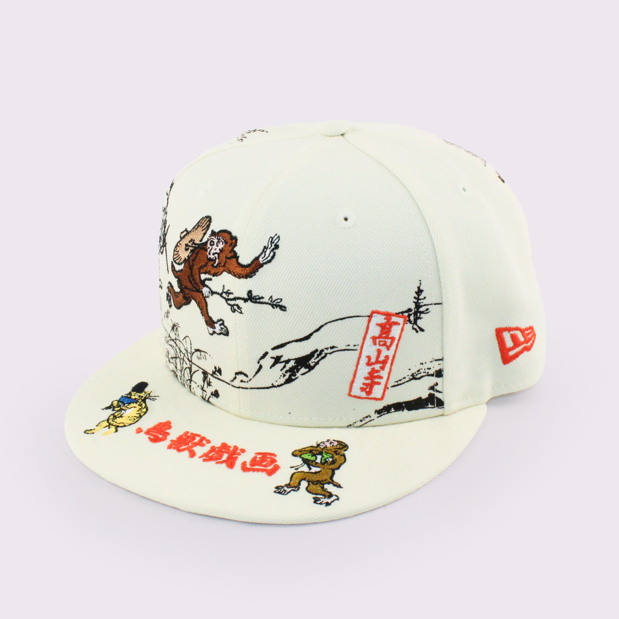 NEW ERA 59FIFTY 鳥獣戯画 オールオーバー クロームホワイト