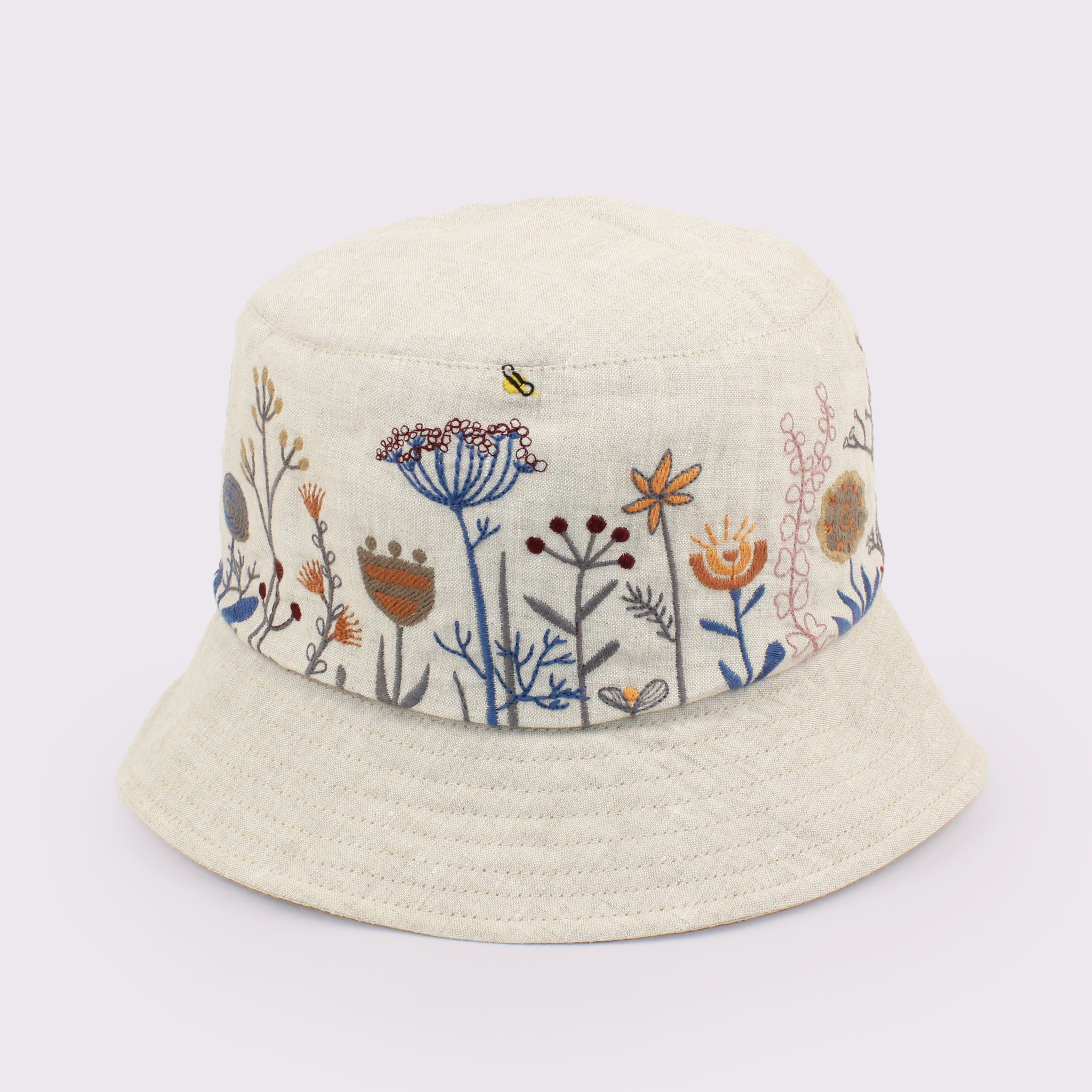 ANGIOLO FRASCONI リネンボタニカル刺繍バケットハット 13878