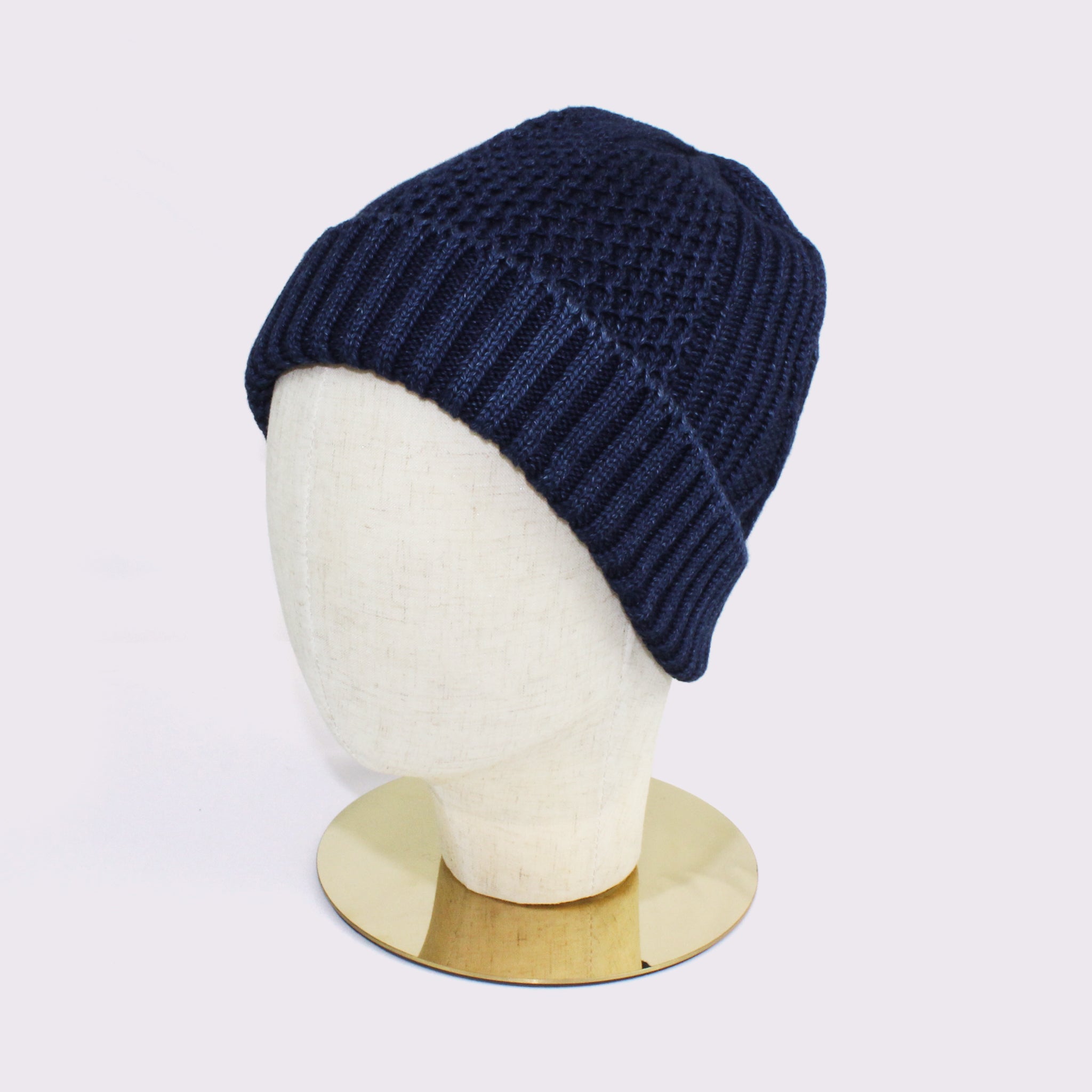 【HKD】 DENIM FLOWER KNIT CAP