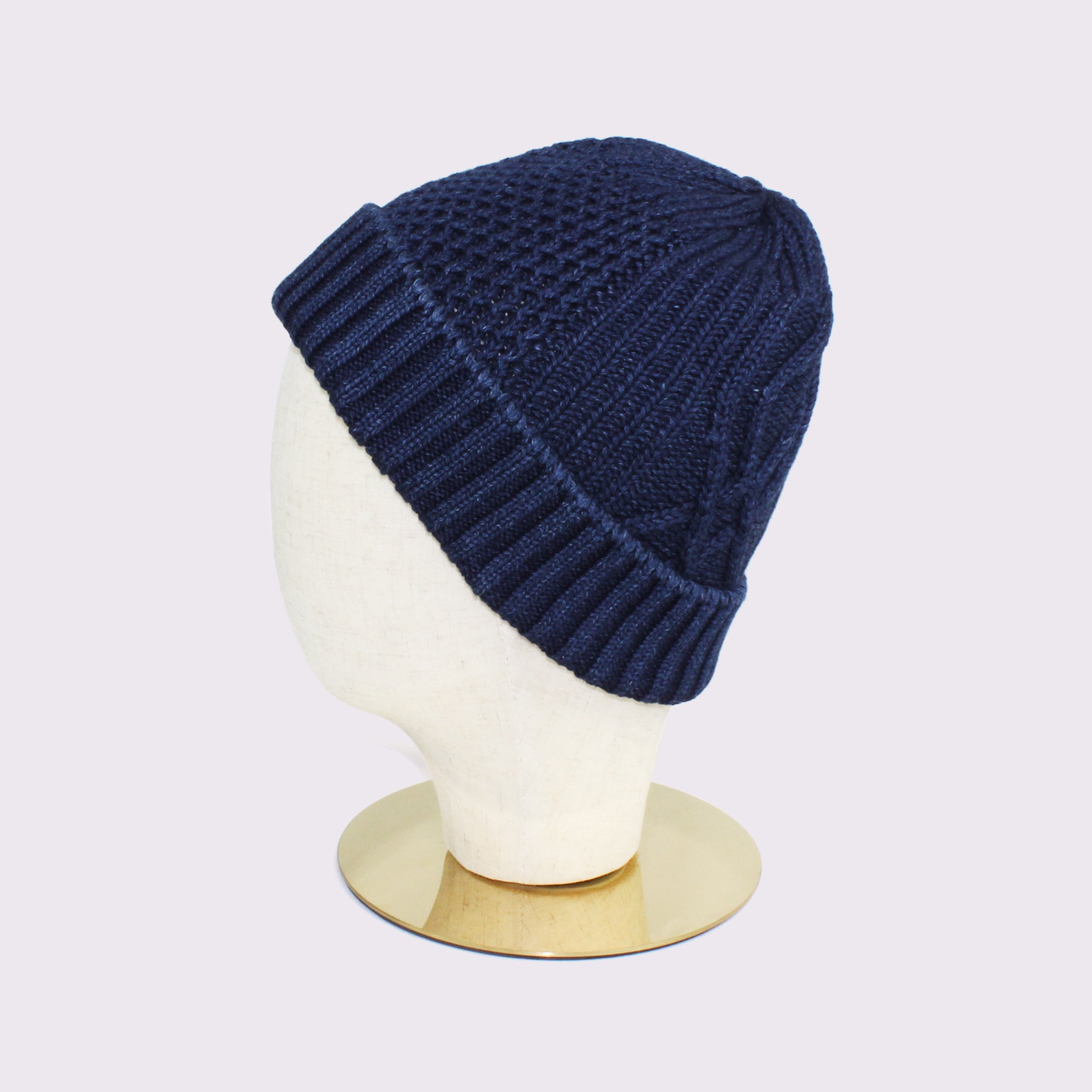 【HKD】 DENIM FLOWER KNIT CAP