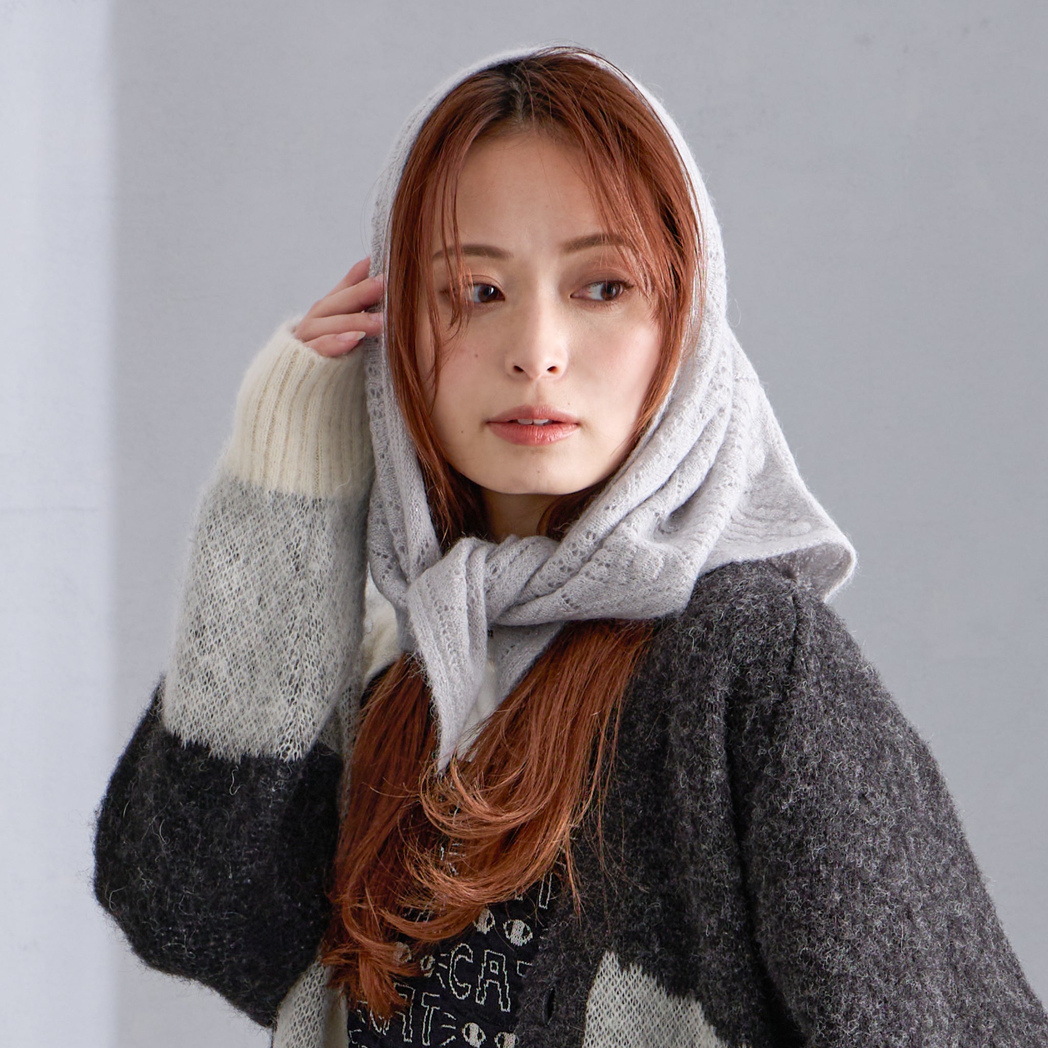 【NYANDER KNIT/ニャンダーニット】 ALPACA CATS CLAW △SHAWL