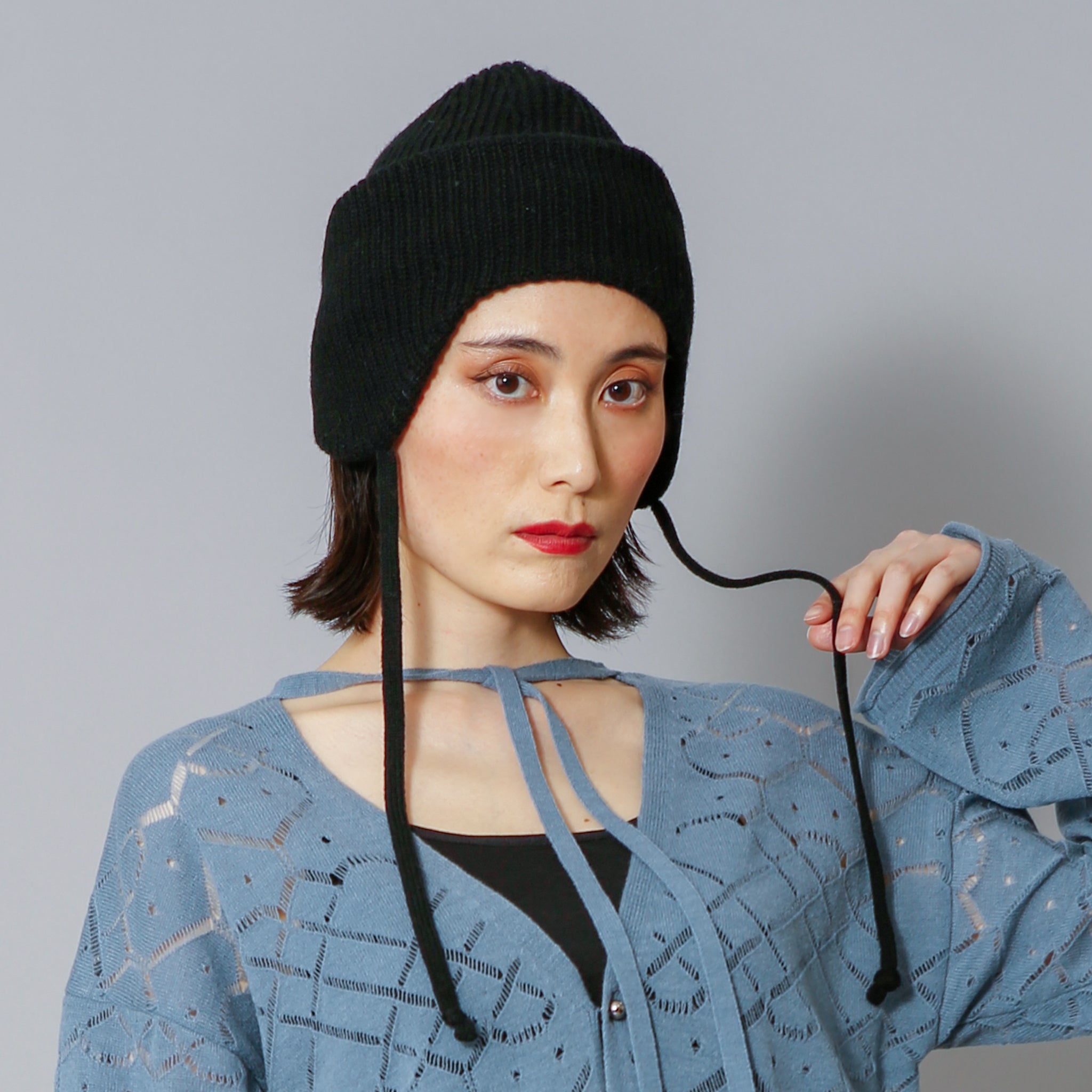 予約販売【NYANDER KNIT/ニャンダーニット】CAT EMBROIDERY EARFLAP KNIT CAP