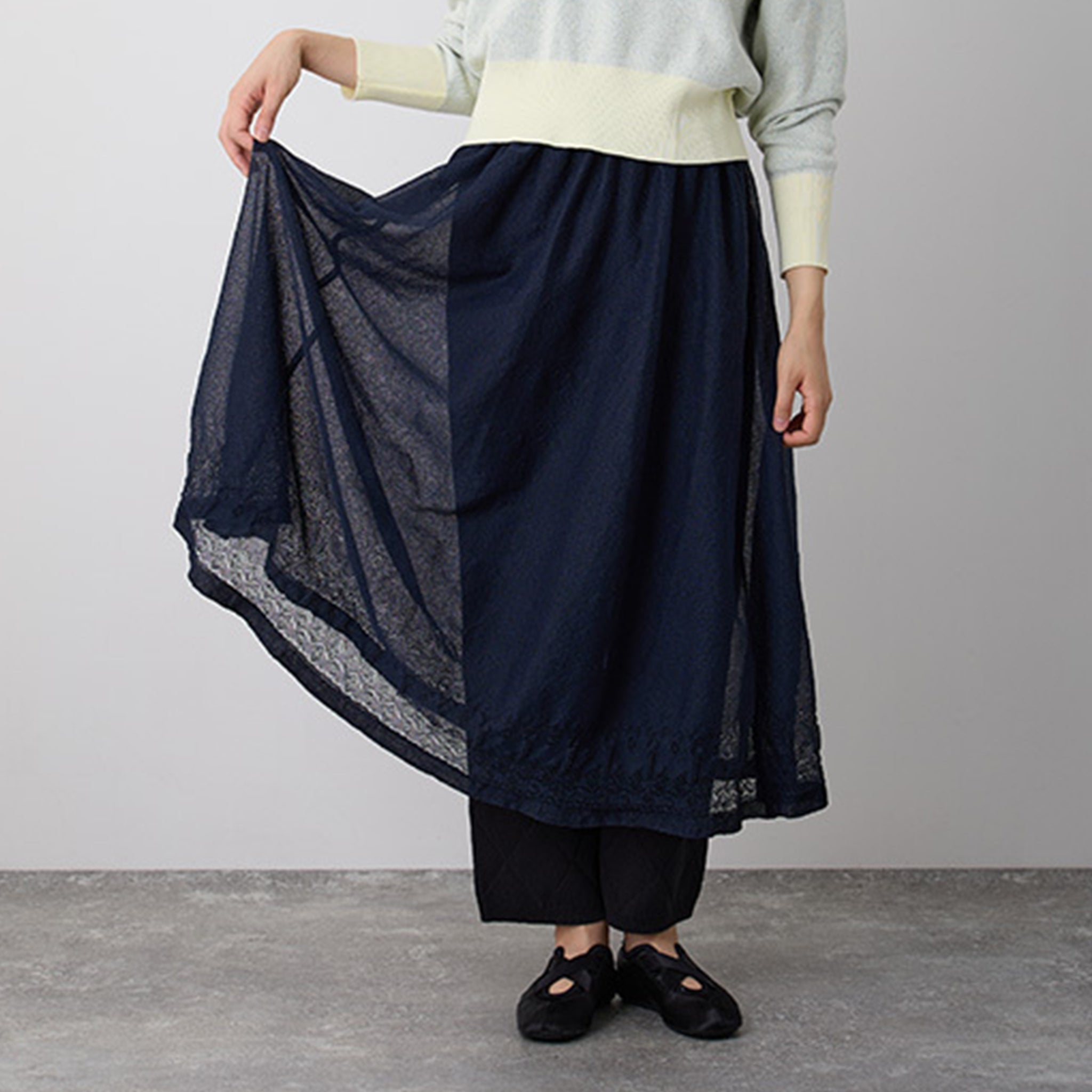 NYW011【NYANDER KNIT/ニャンダーニット】sheer rame skirt シアースカート 【公式】Hanazawa Knit Design オンラインストア