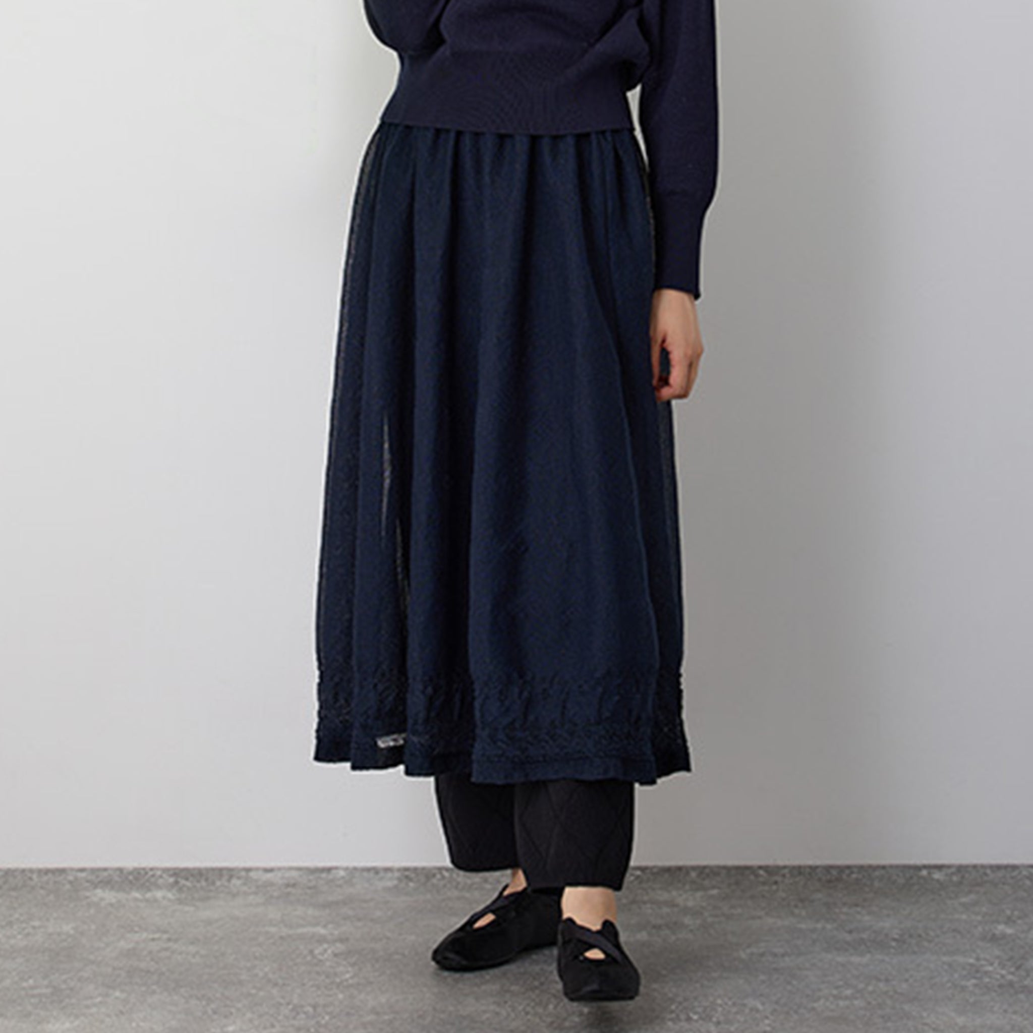 NYW011【NYANDER KNIT/ニャンダーニット】sheer rame skirt シアースカート 【公式】Hanazawa Knit Design オンラインストア