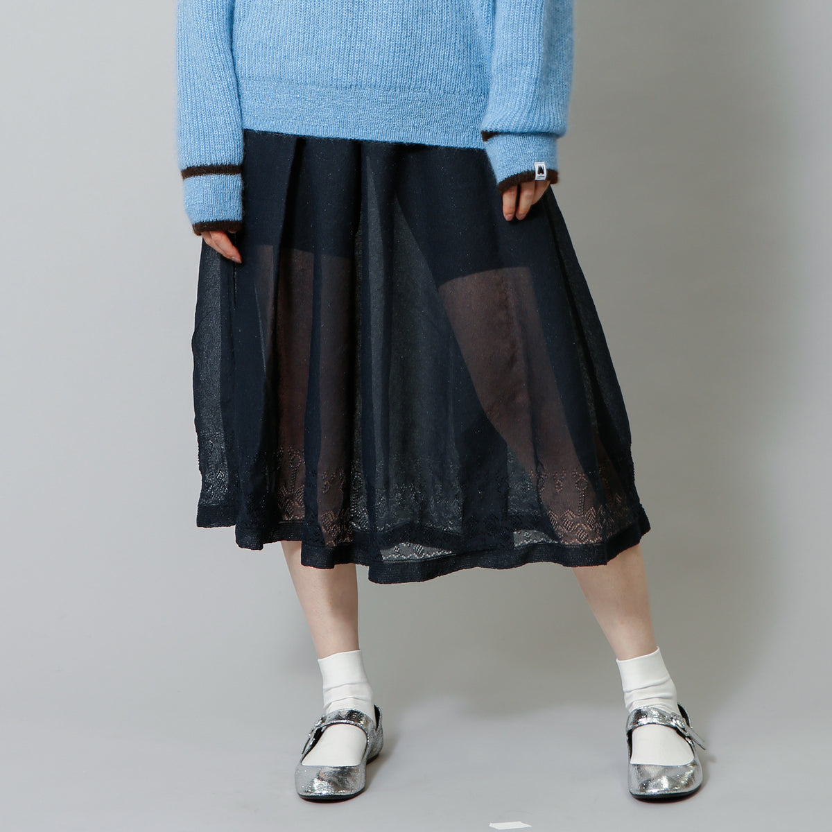 【NYANDER KNIT/ニャンダーニット】sheer rame skirt シアースカート