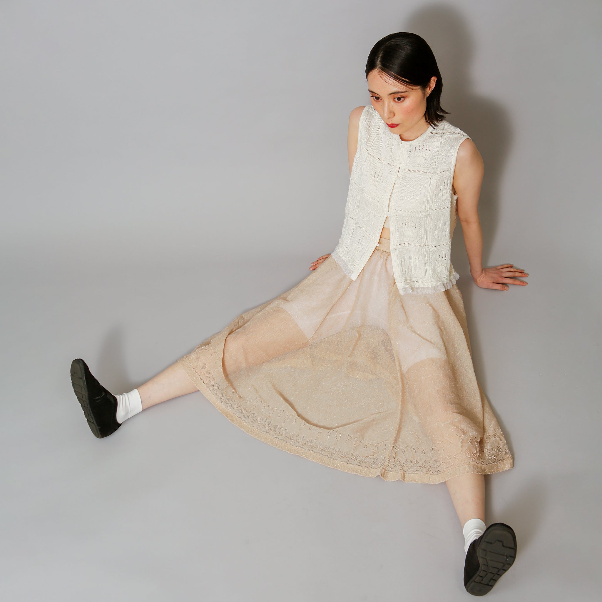 NYW011【NYANDER KNIT/ニャンダーニット】sheer rame skirt シアースカート 【公式】Hanazawa Knit Design オンラインストア