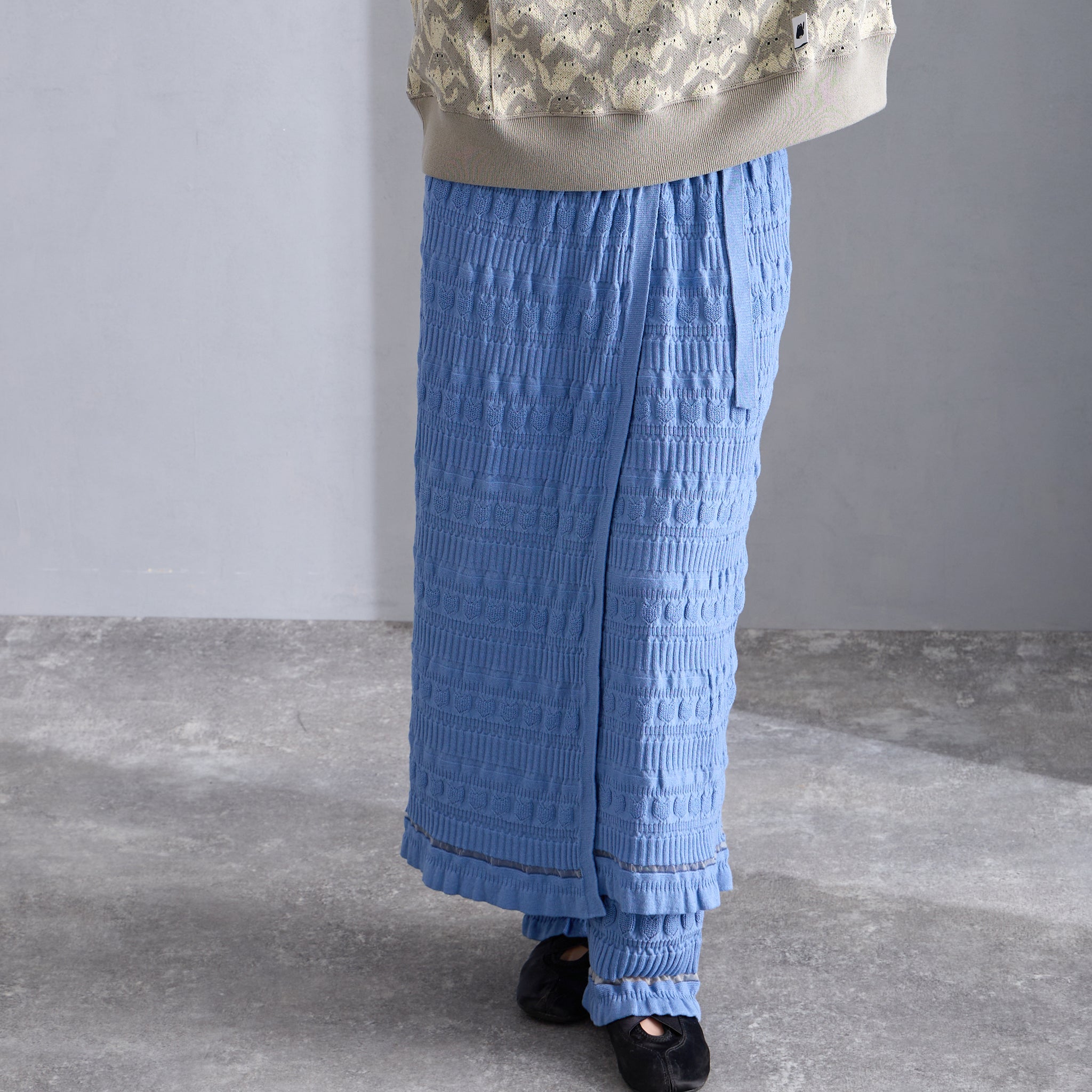 【NYANDER KNIT/ニャンダーニット】 CAT RIB WRAP SKIRT