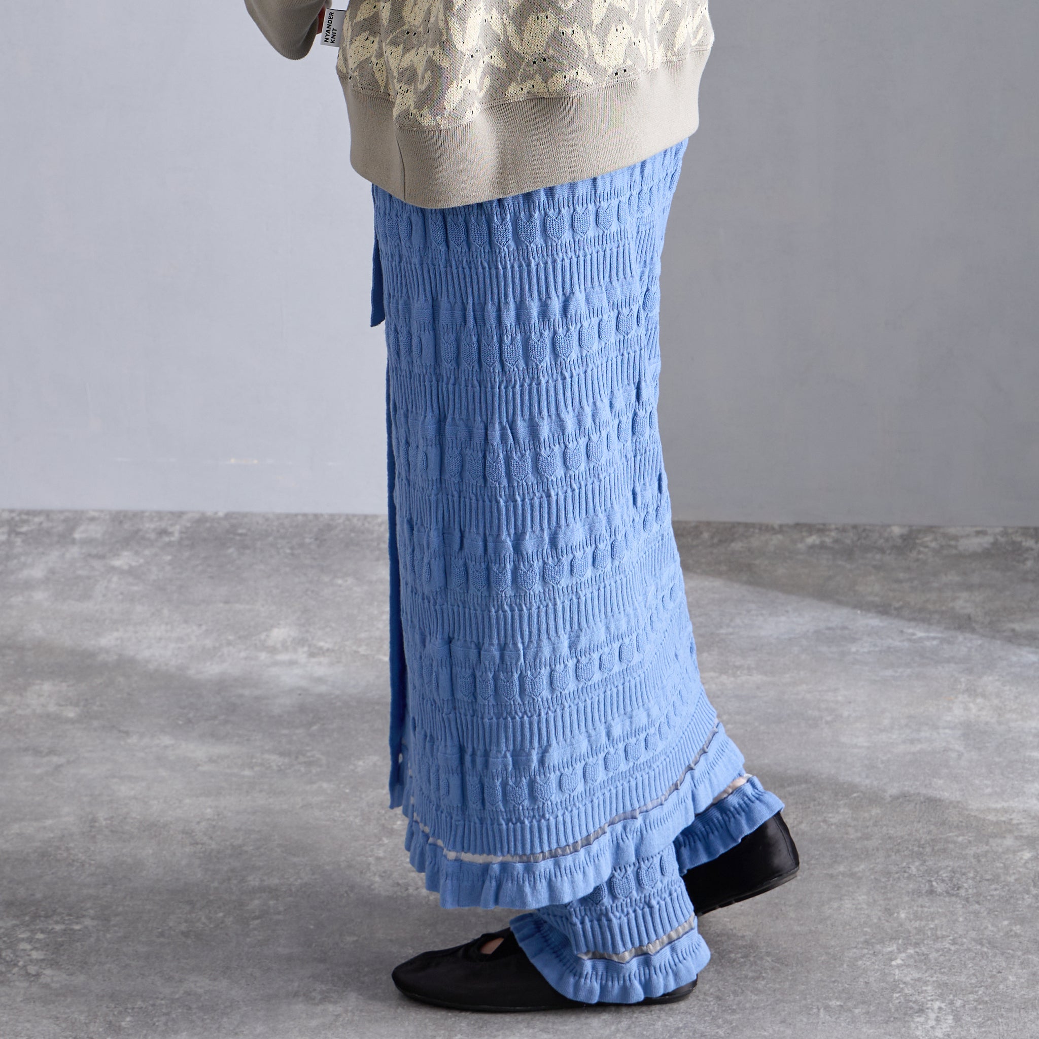 【NYANDER KNIT/ニャンダーニット】 CAT RIB WRAP SKIRT