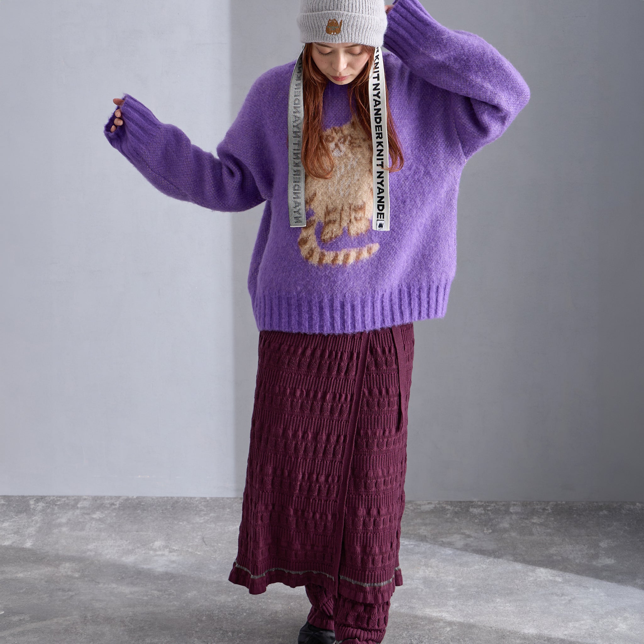 【NYANDER KNIT/ニャンダーニット】 CAT RIB WRAP SKIRT