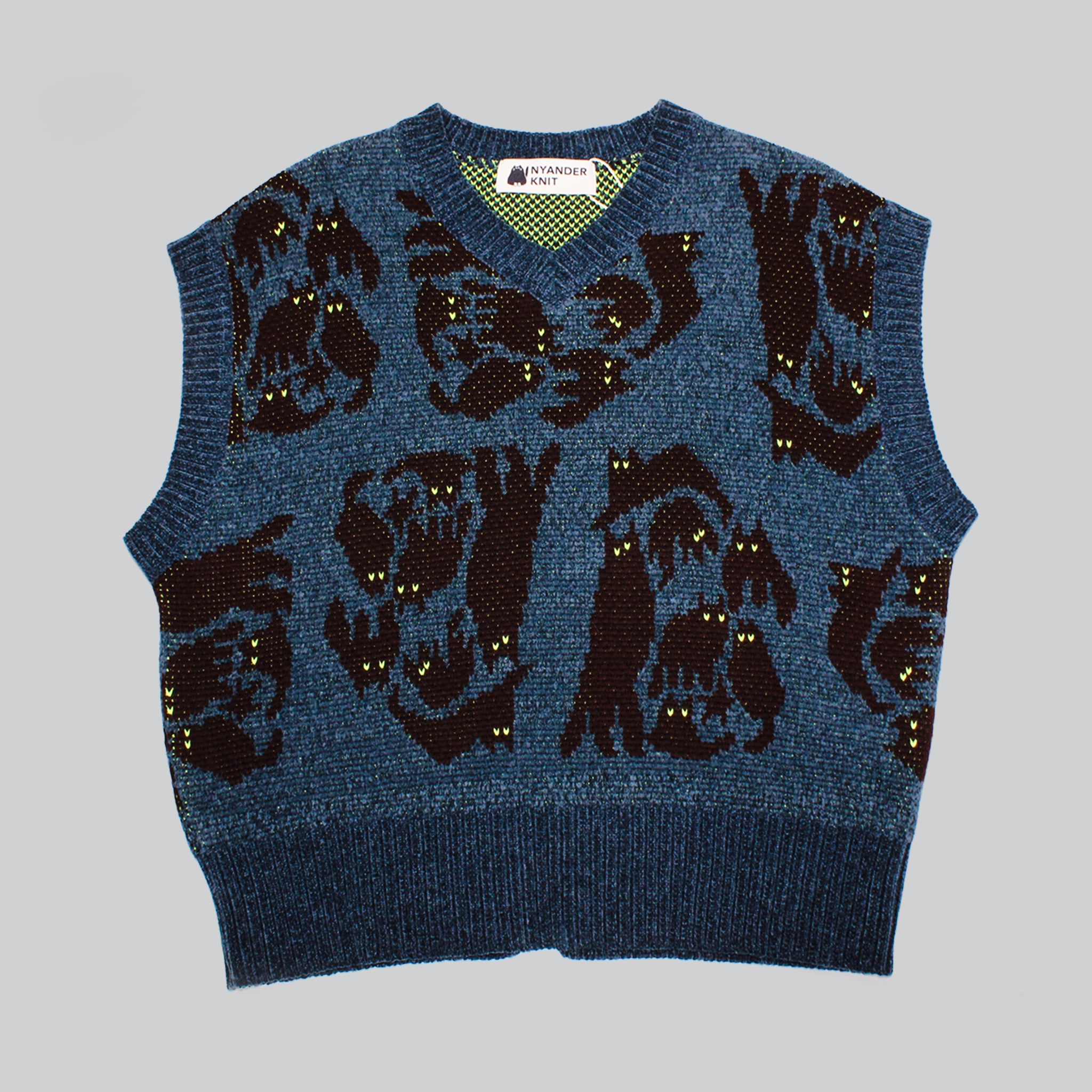 予約販売【NYANDER KNIT/ニャンダーニット】 NIGHT CAT JQ VEST