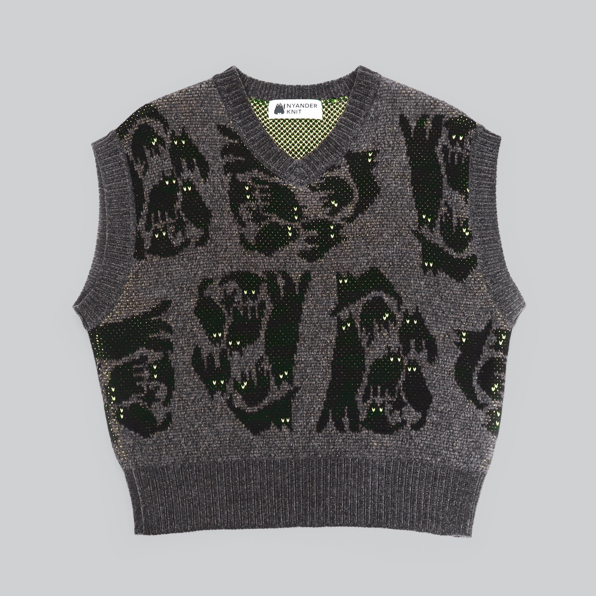 予約販売【NYANDER KNIT/ニャンダーニット】 NIGHT CAT JQ VEST