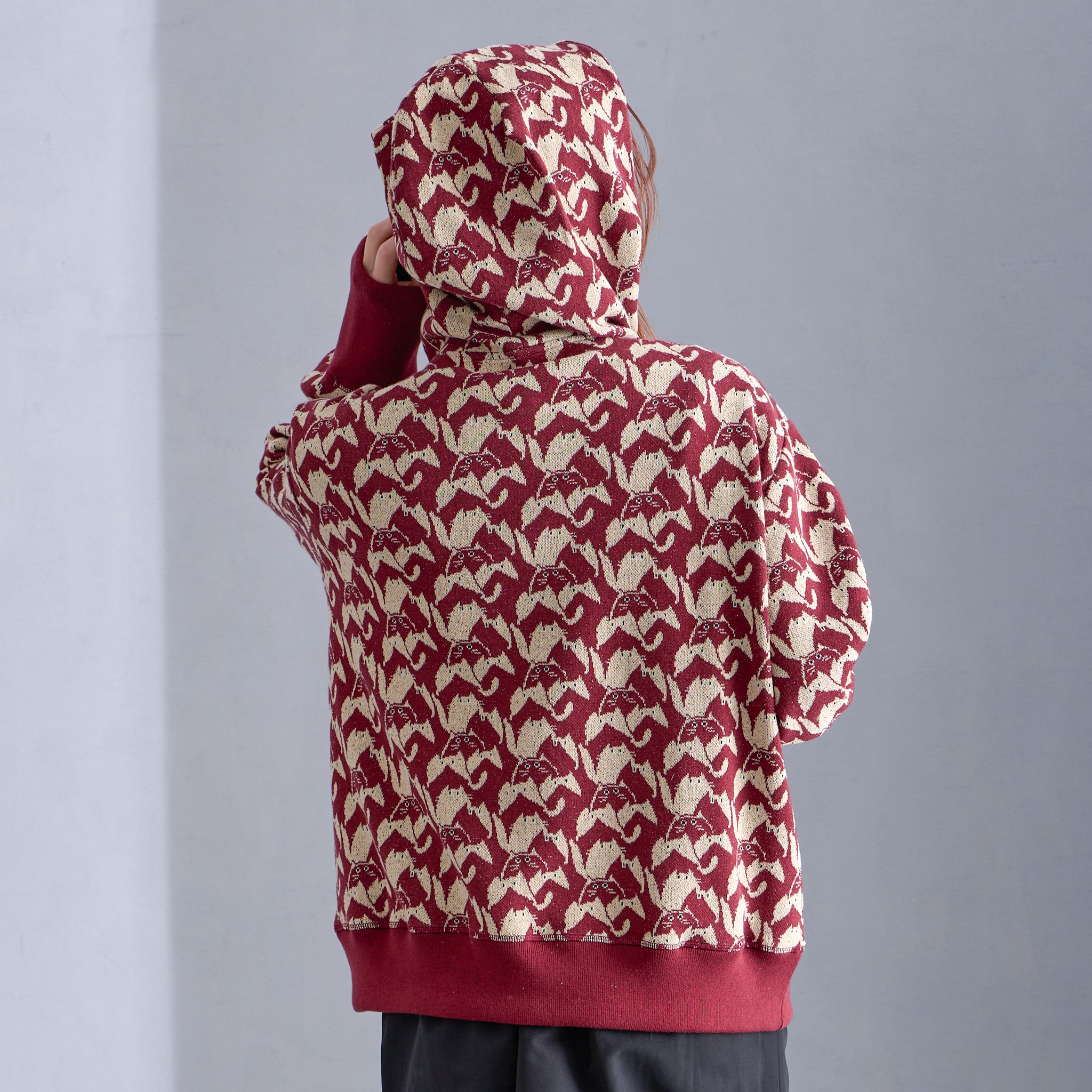 【NYANDER KNIT/ニャンダーニット】CATgeometric HOODIE