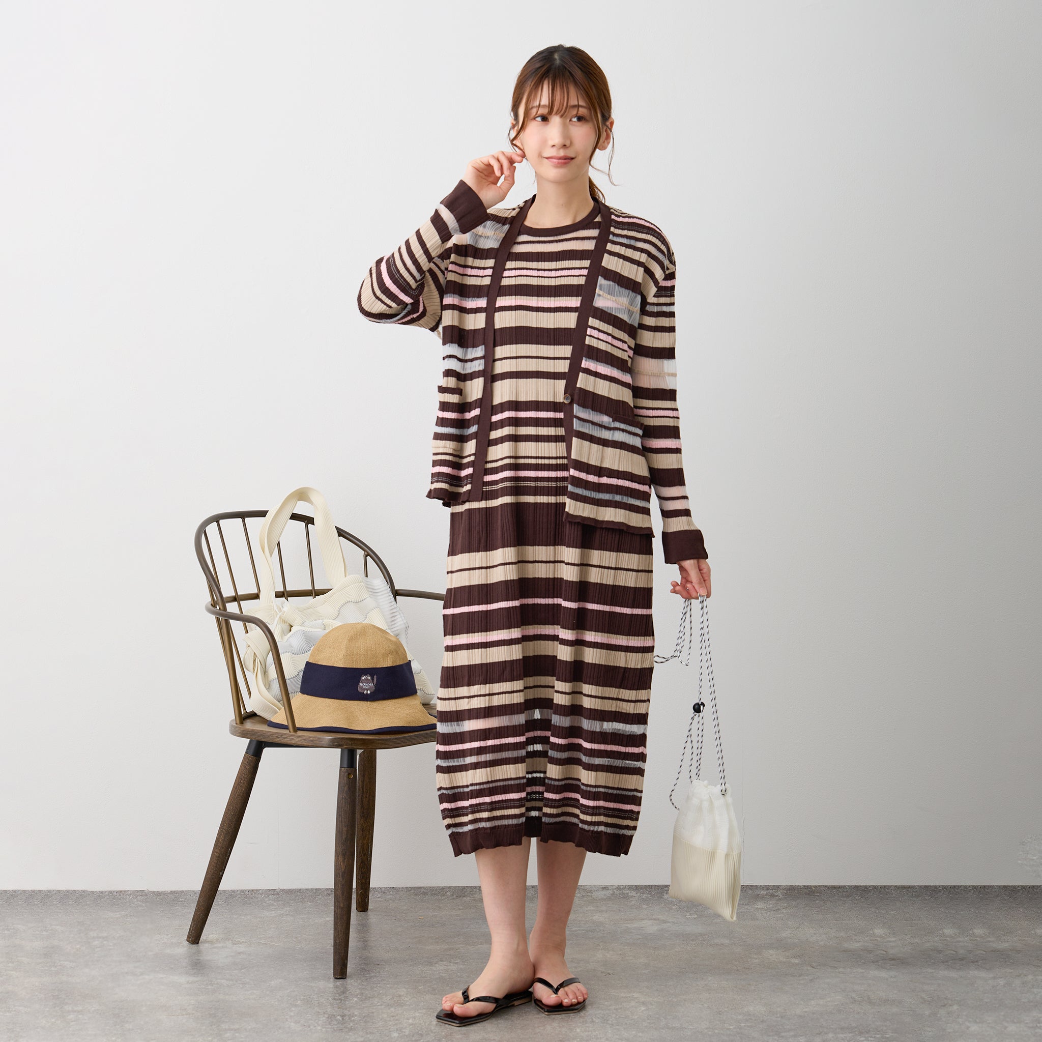 【NYANDER KNIT/ニャンダーニット】BORDER RIB ONE PIECE