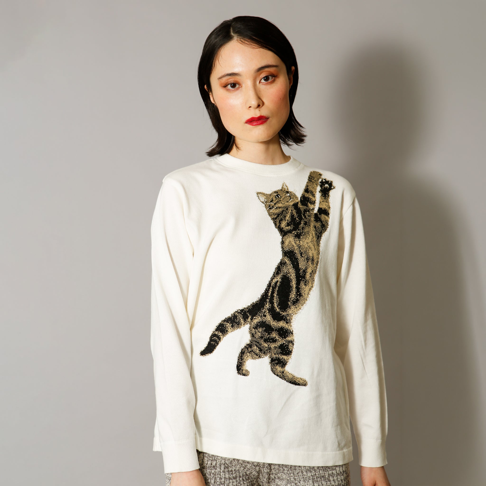 予約販売【NYANDER KNIT/ニャンダーニット】Reaching Cat pull