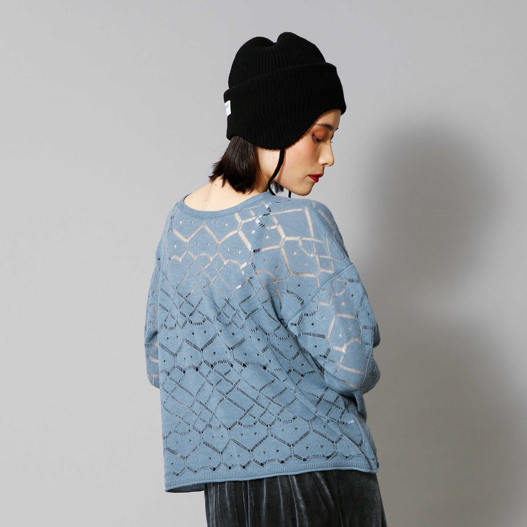 予約販売【NYANDER KNIT/ニャンダーニット】HIDDENCAT OPENWORK CARDIGAN