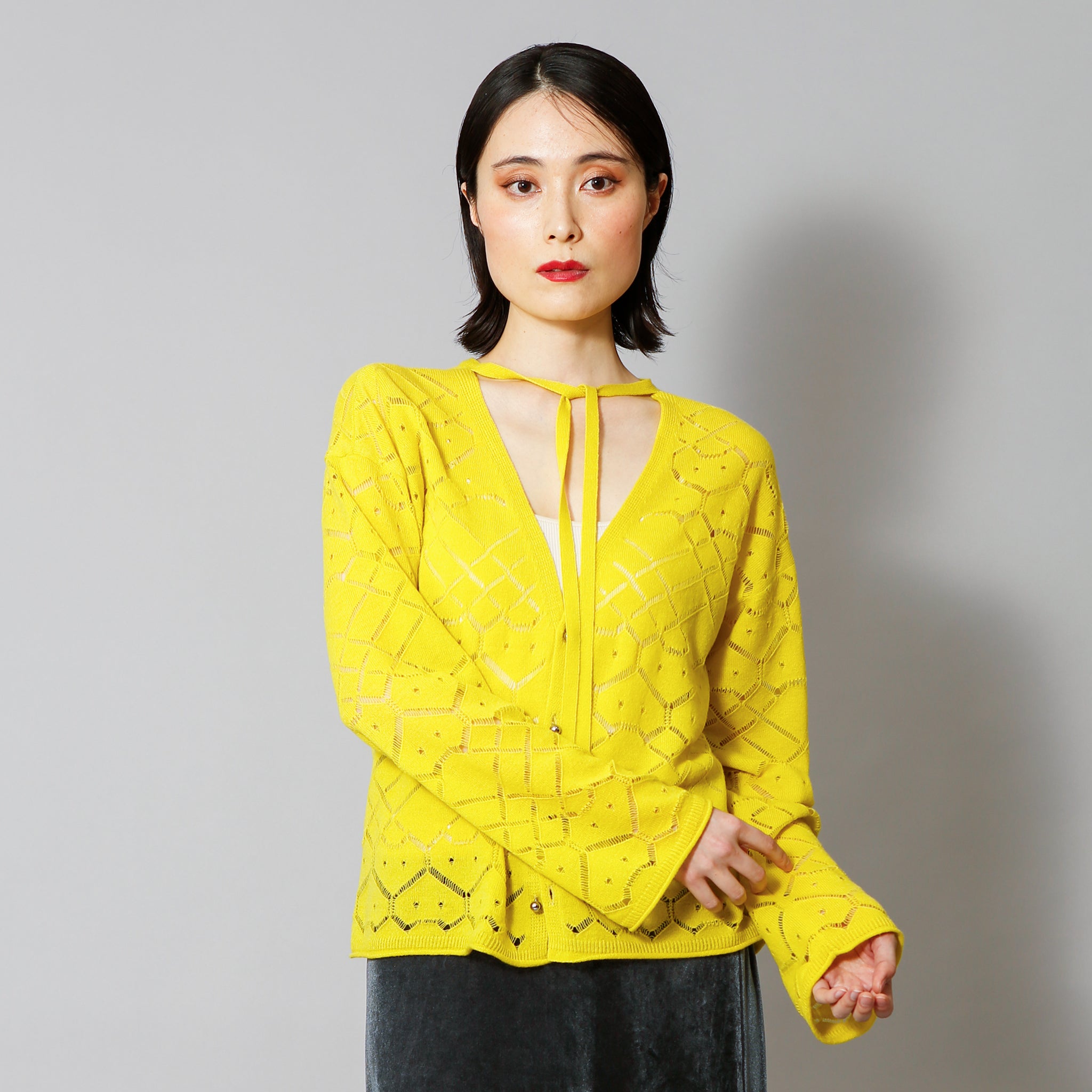 予約販売【NYANDER KNIT/ニャンダーニット】HIDDENCAT OPENWORK CARDIGAN