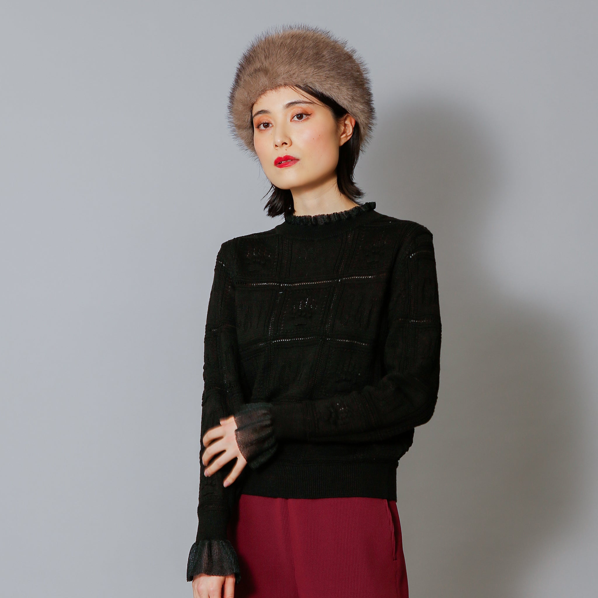 予約販売【NYANDER KNIT/ニャンダーニット】PAW GRID PULL