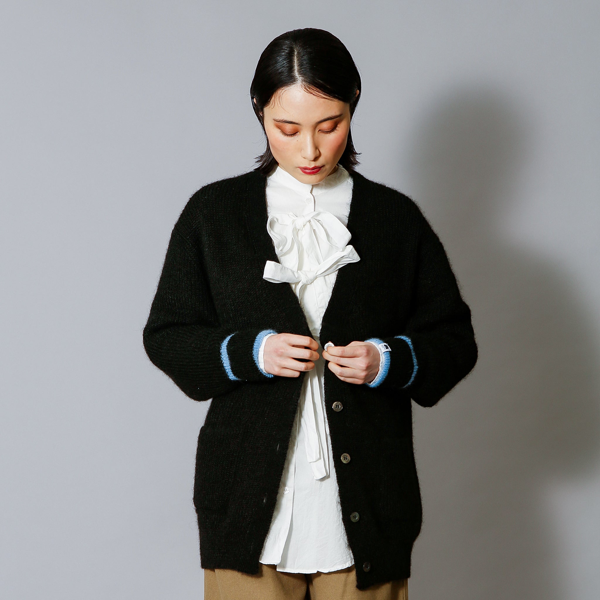 予約販売【NYANDER KNIT/ニャンダーニット】MOHAIR LINE CARDIGAN