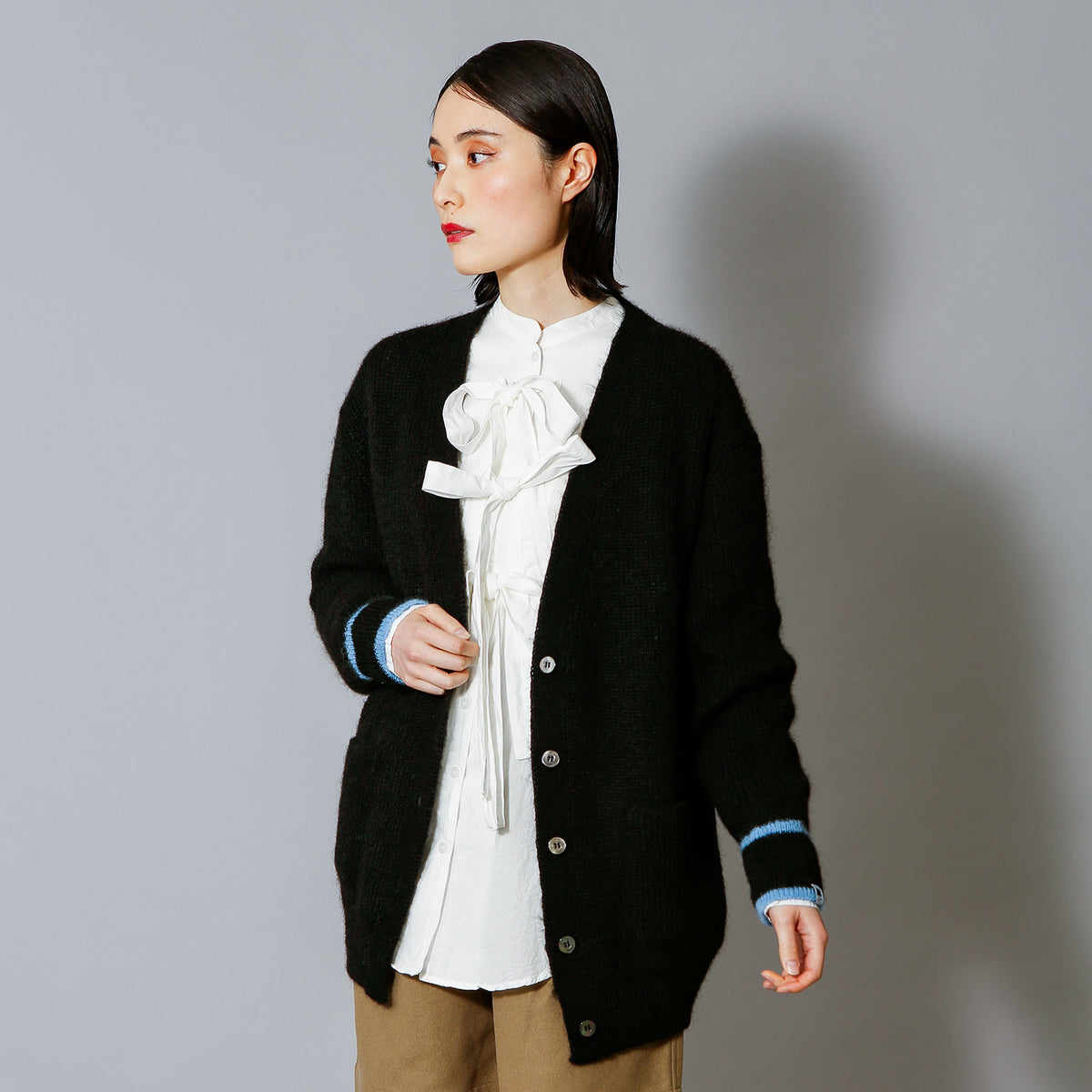 予約販売【NYANDER KNIT/ニャンダーニット】MOHAIR LINE CARDIGAN