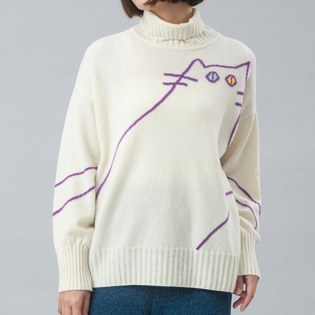 予約販売【NYANDER KNIT/ニャンダーニット】ODD EYE CAT PULL