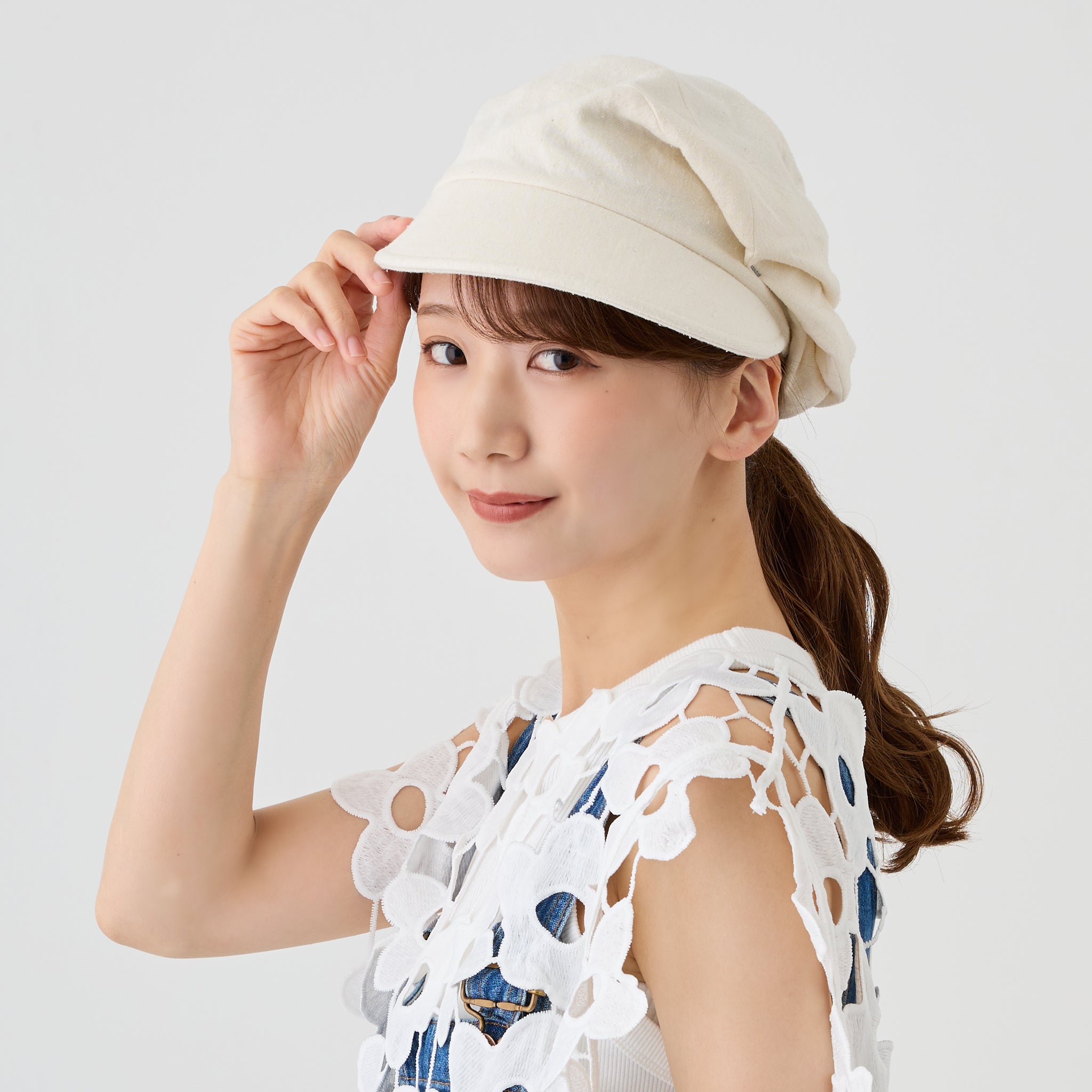 rinon dot シルク混リラックスキャス 裏地シルク100%