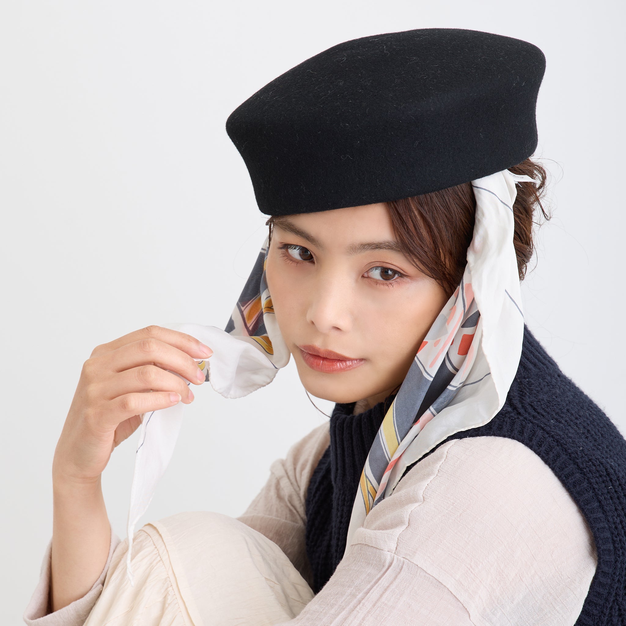 【rinon dot】machiko リメイクスカーフベレー