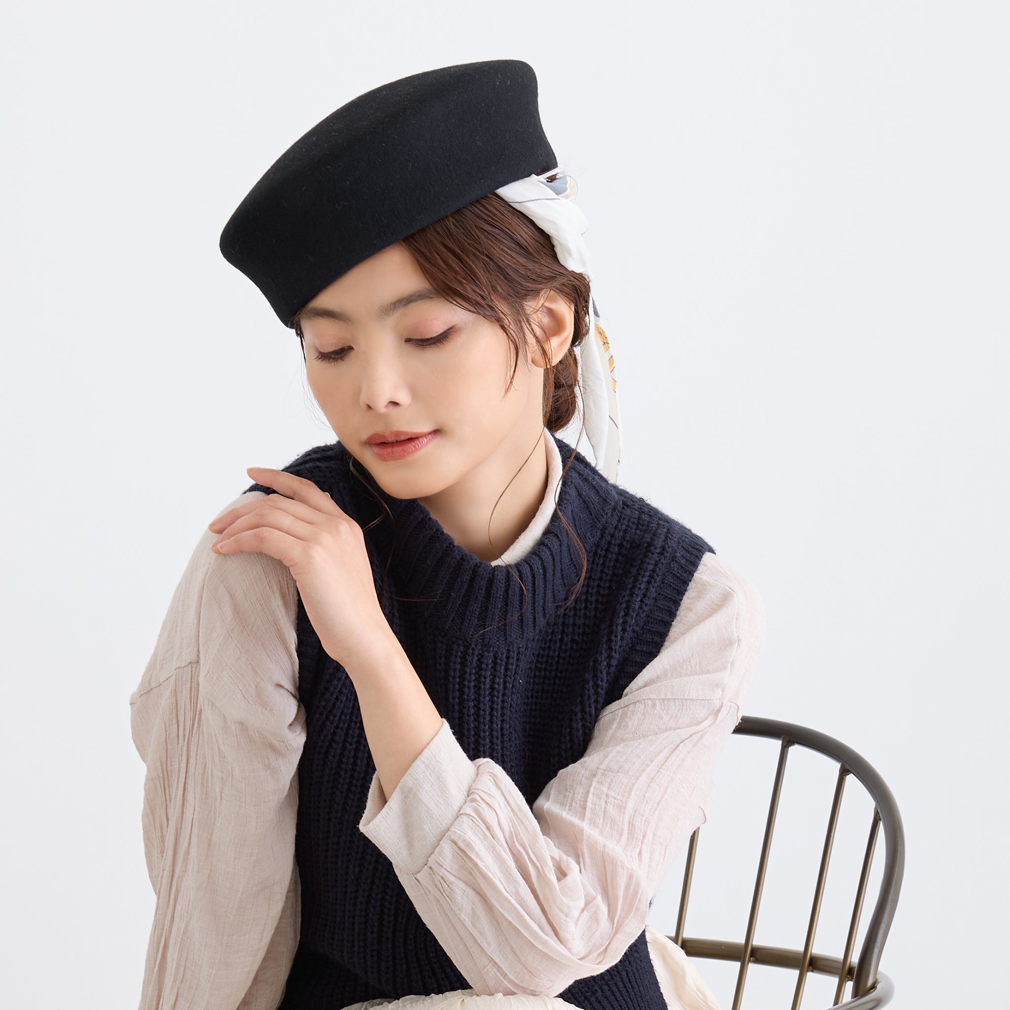 【rinon dot】machiko リメイクスカーフベレー
