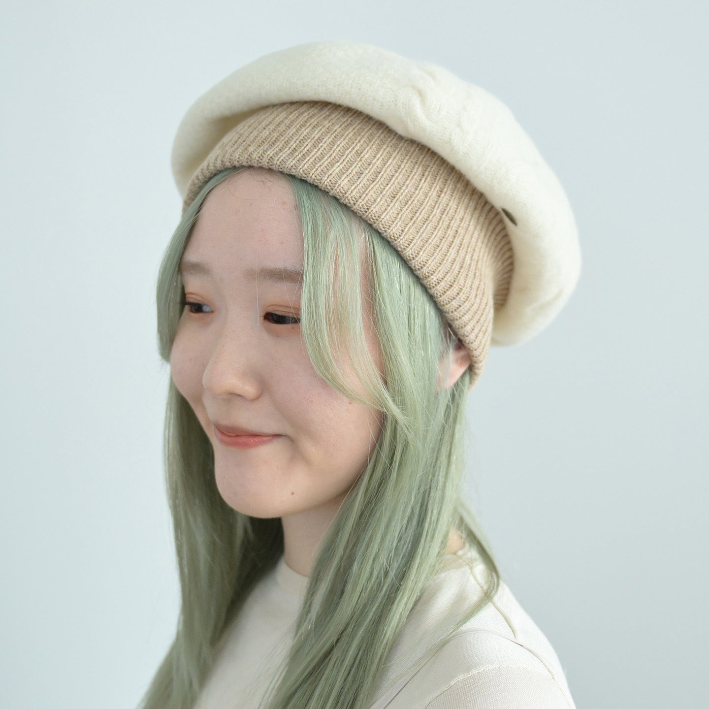 Cableberet ケーブル編みベレー帽