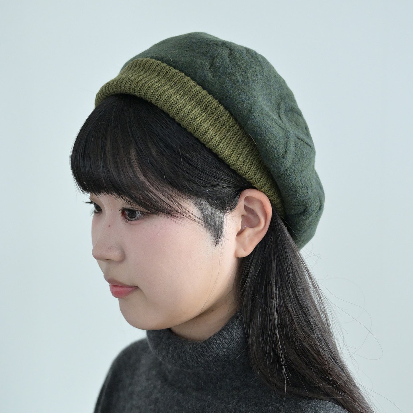 Cableberet ケーブル編みベレー帽