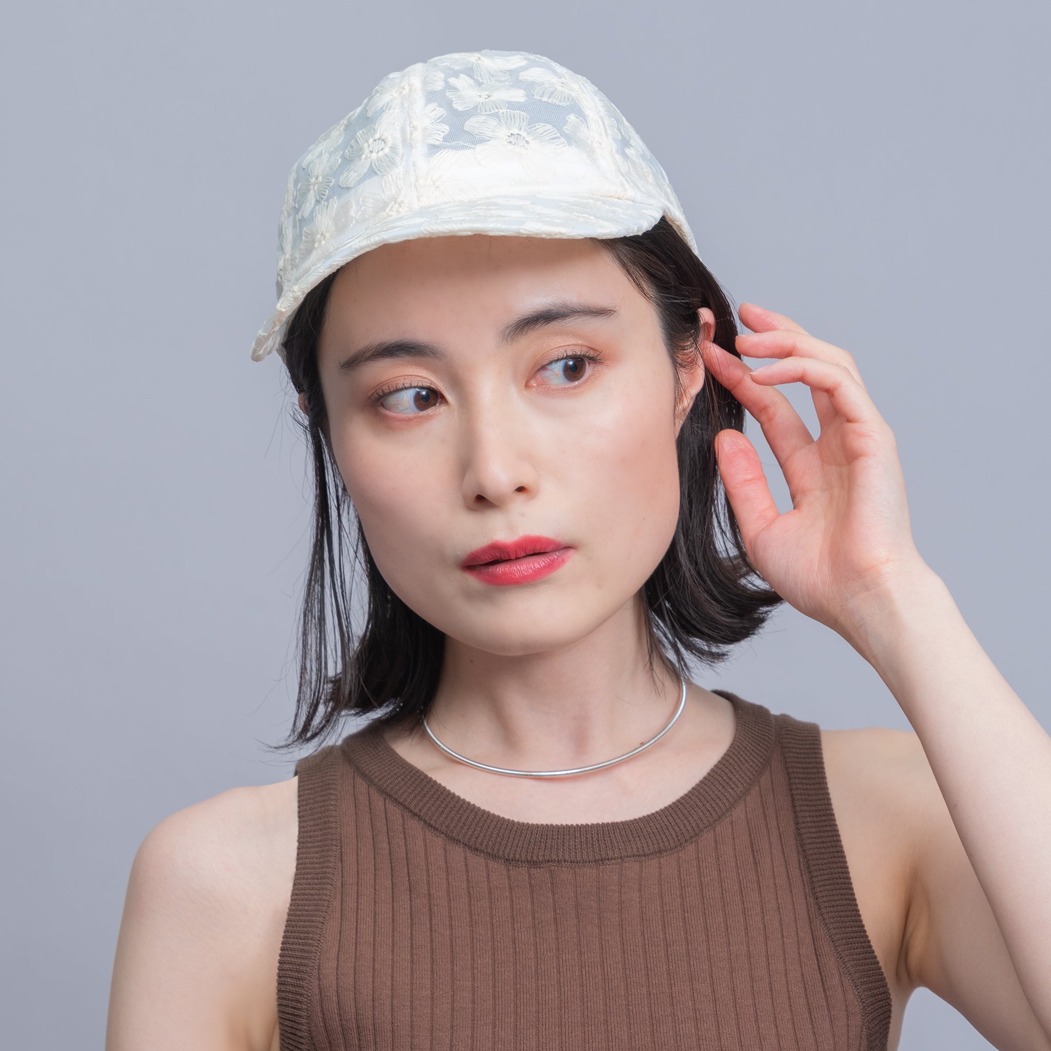 フラワーレースキャップ