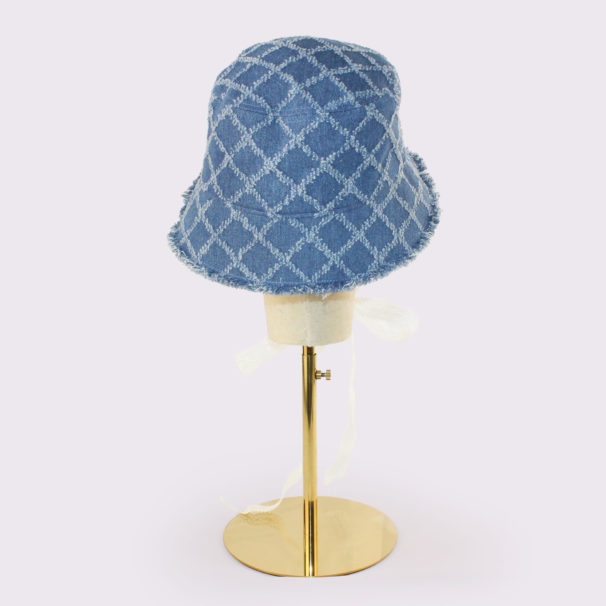 格子デニムバケット