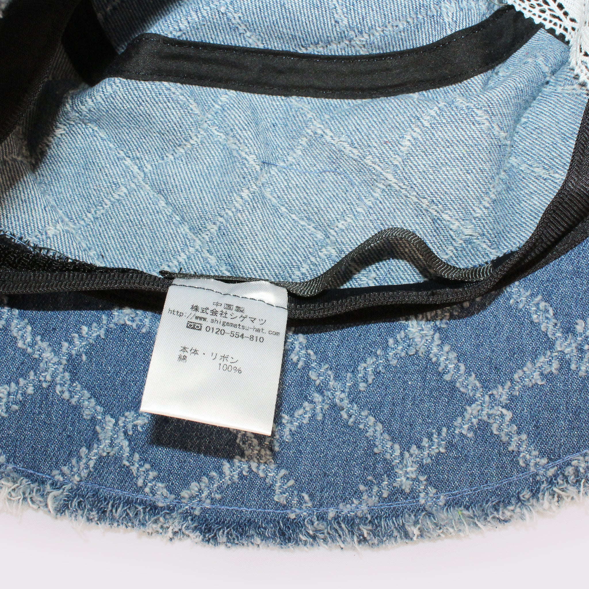 格子デニムバケット