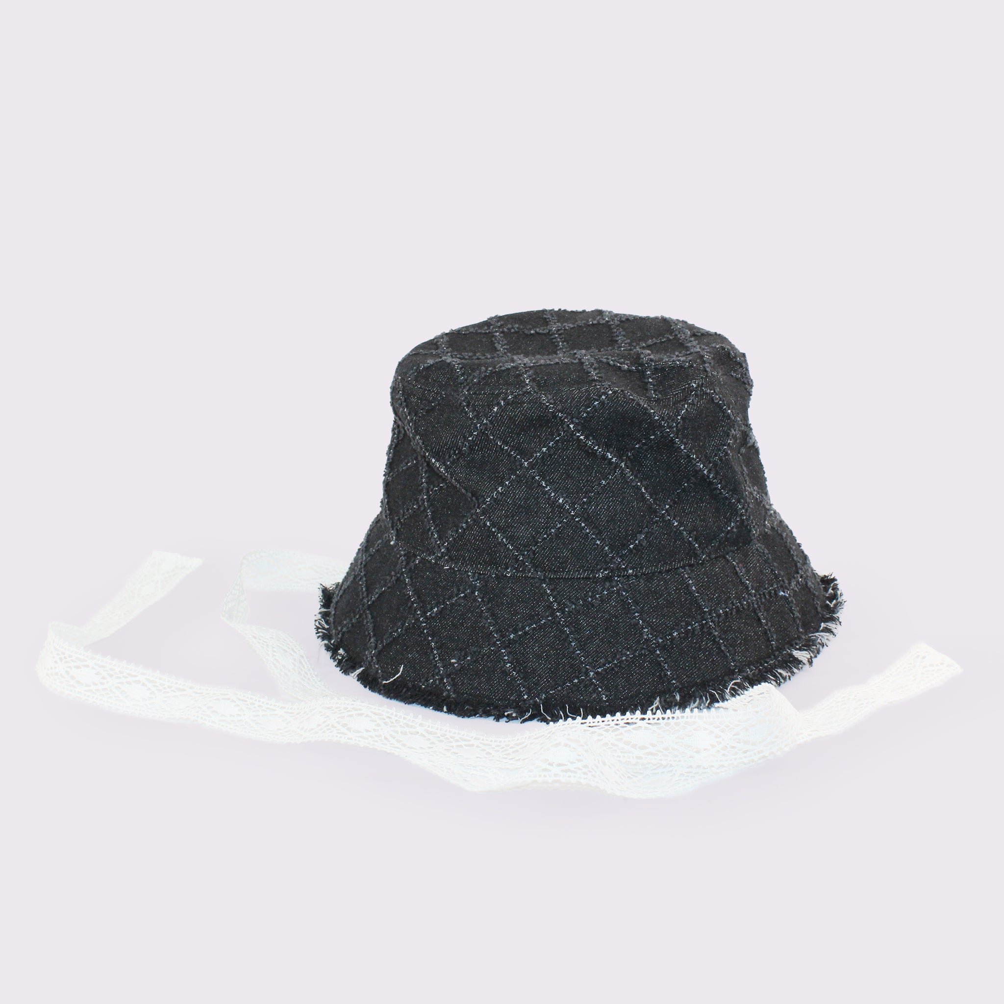 格子デニムバケット