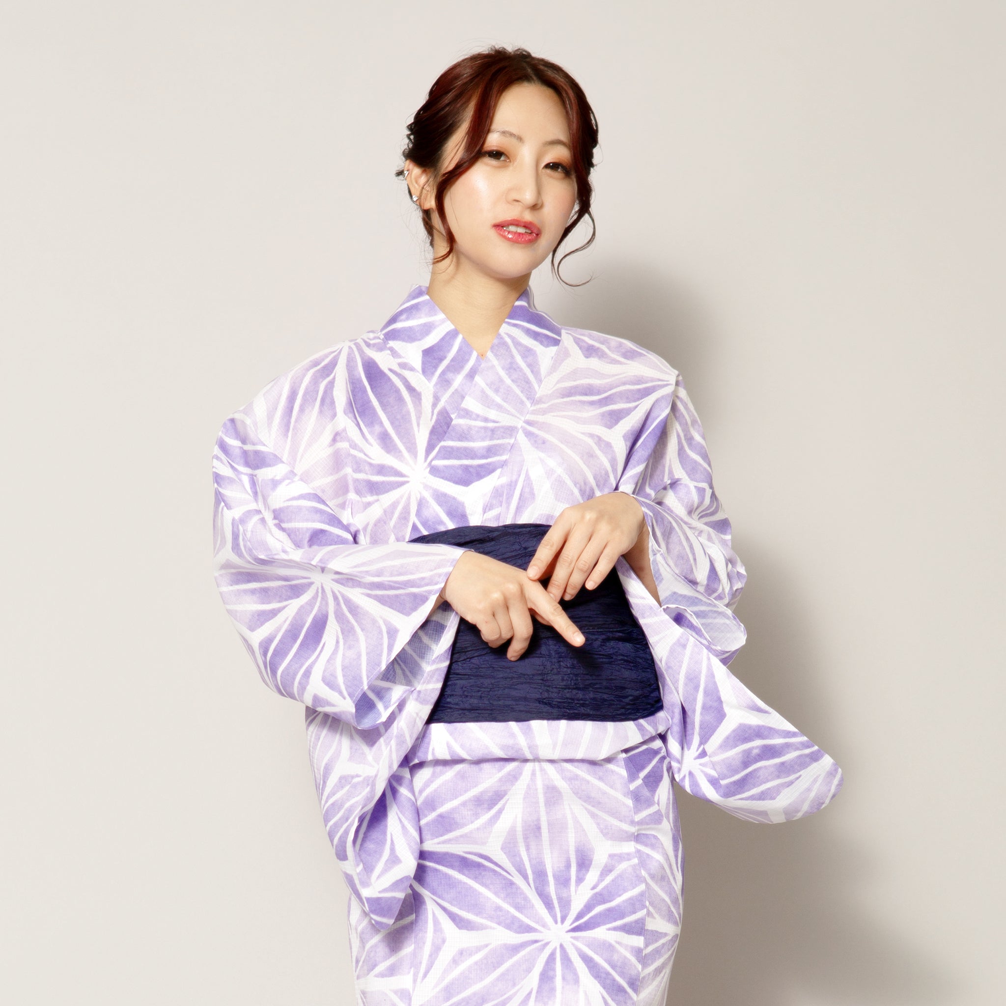麻の葉 綿浴衣2点セット(浴衣+腰ひも)