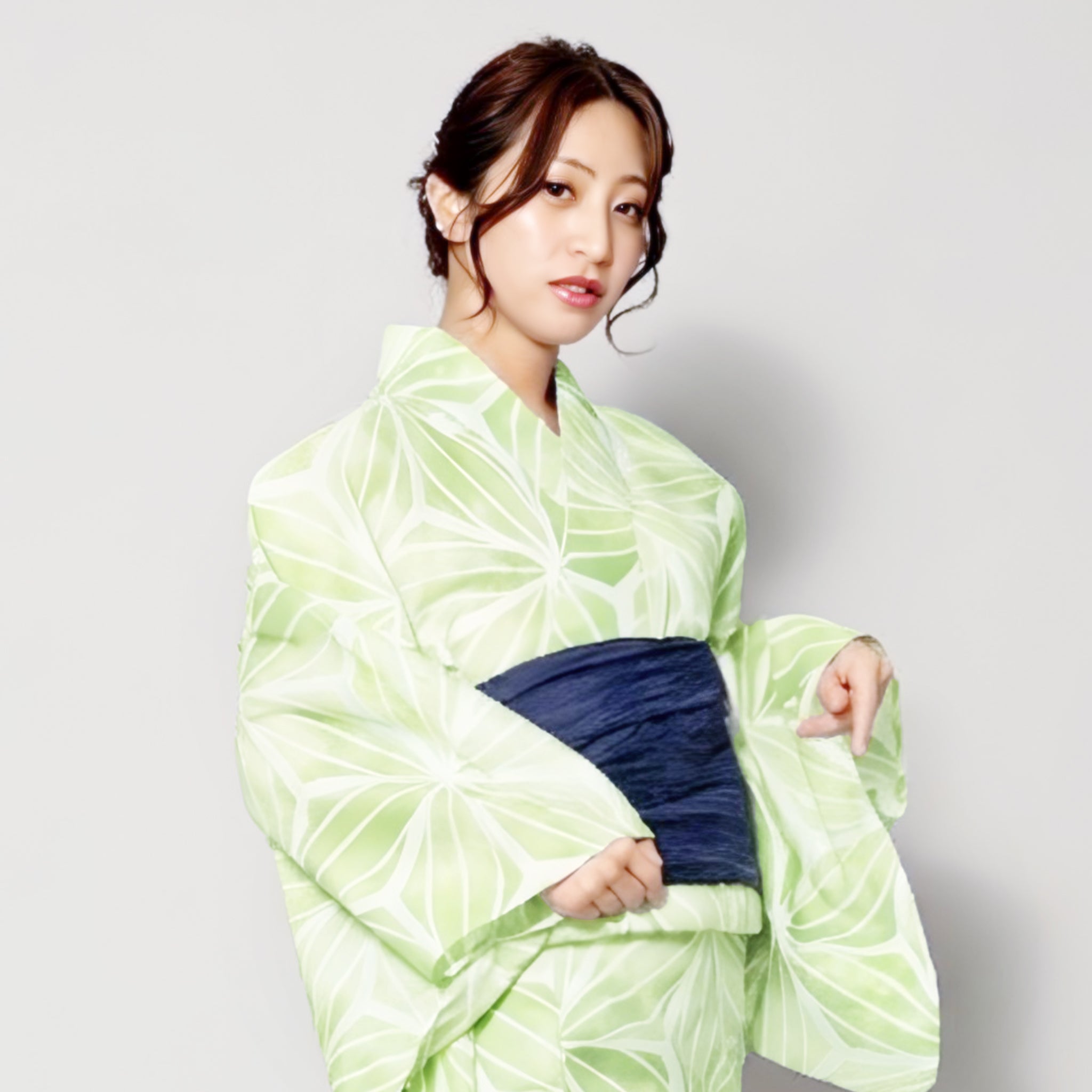 麻の葉 綿浴衣2点セット(浴衣+腰ひも)
