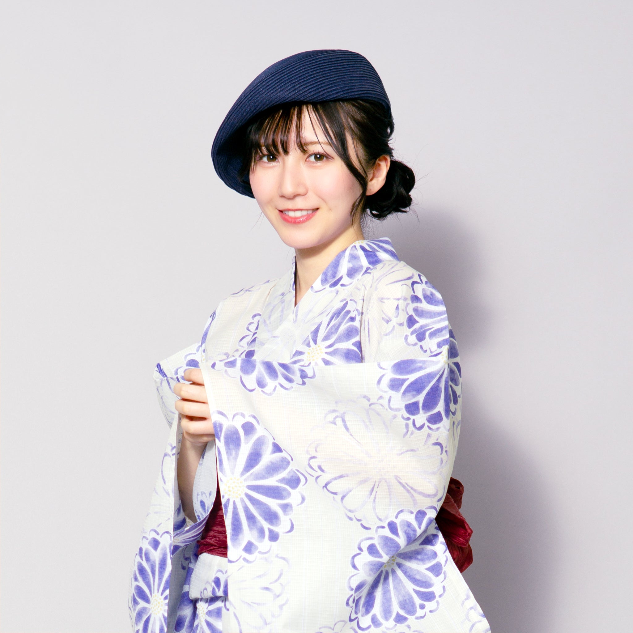 菊 綿浴衣3点セット(浴衣+腰ひも+兵児帯)