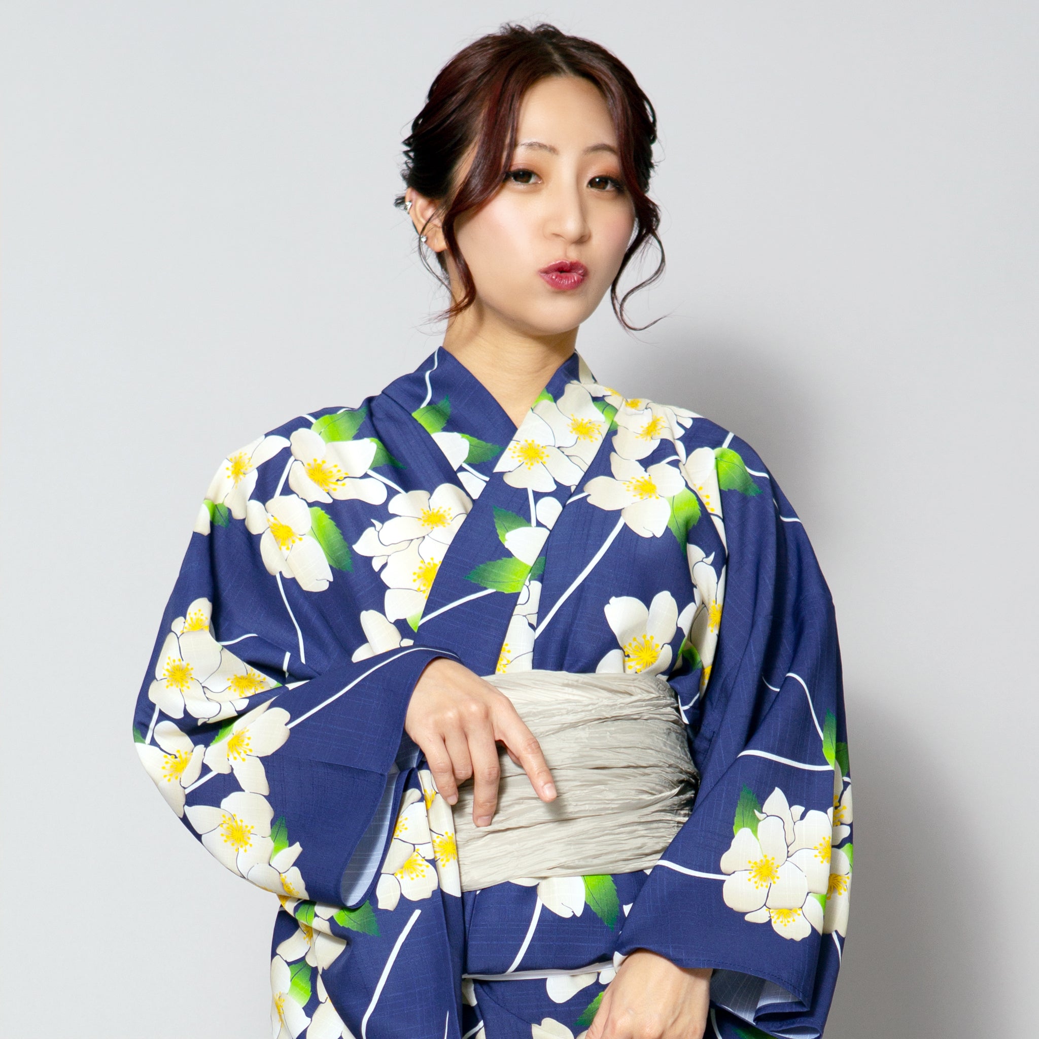 Coolpass お茶の花 浴衣3点セット(浴衣+腰ひも+兵児帯)