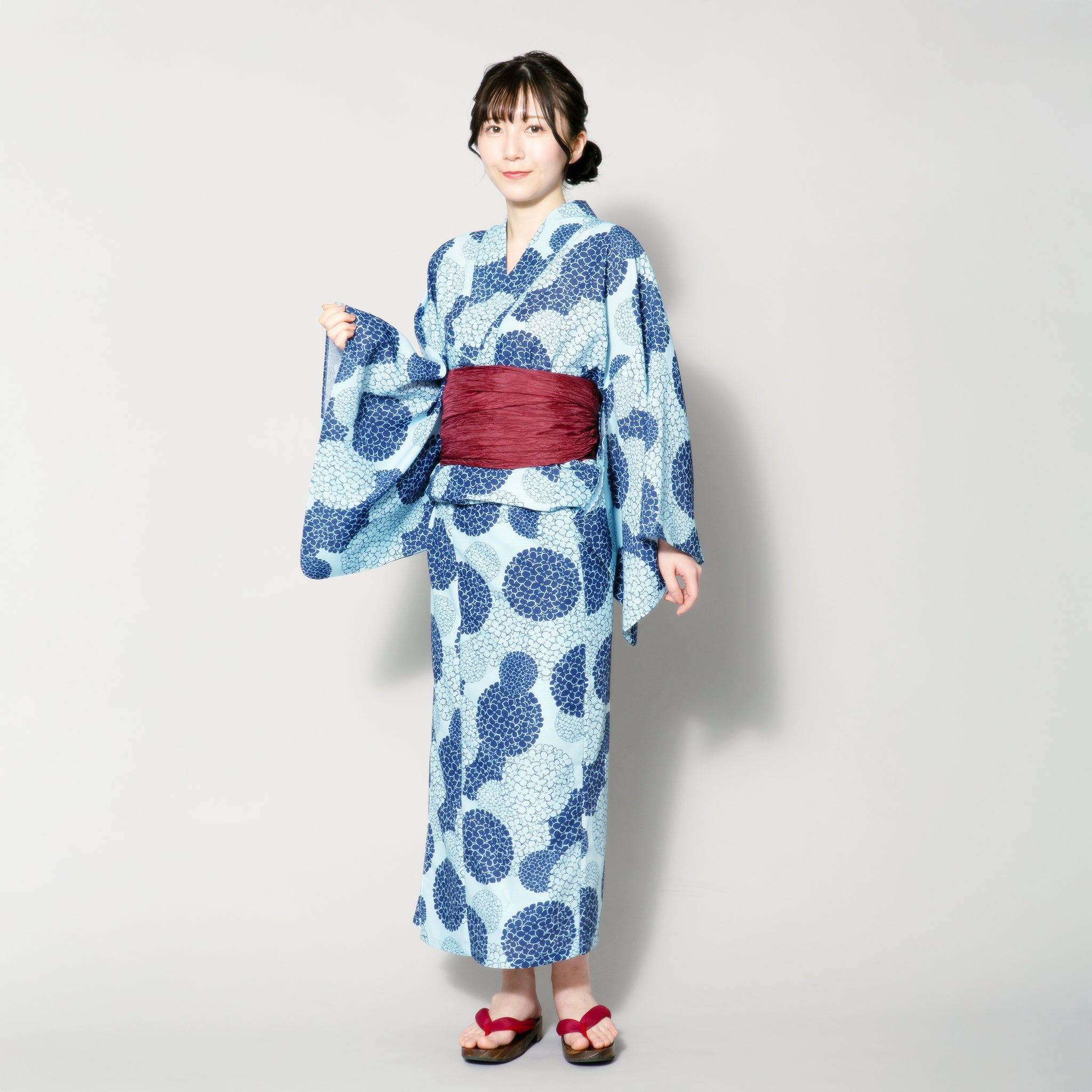 Coolpass 紫陽花 浴衣4点セット(浴衣+腰ひも+兵児帯+下駄)
