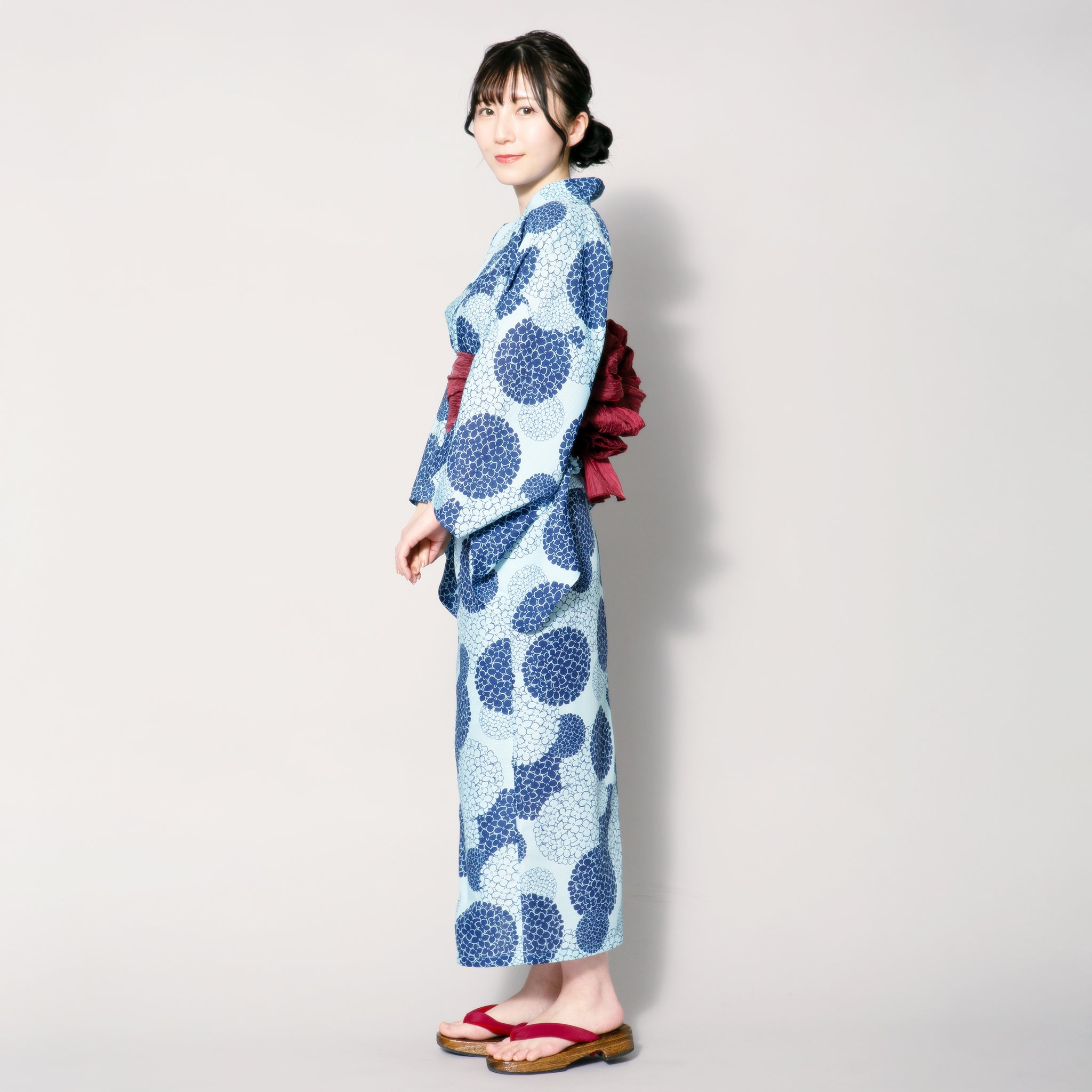 Coolpass 紫陽花 浴衣4点セット(浴衣+腰ひも+兵児帯+下駄)