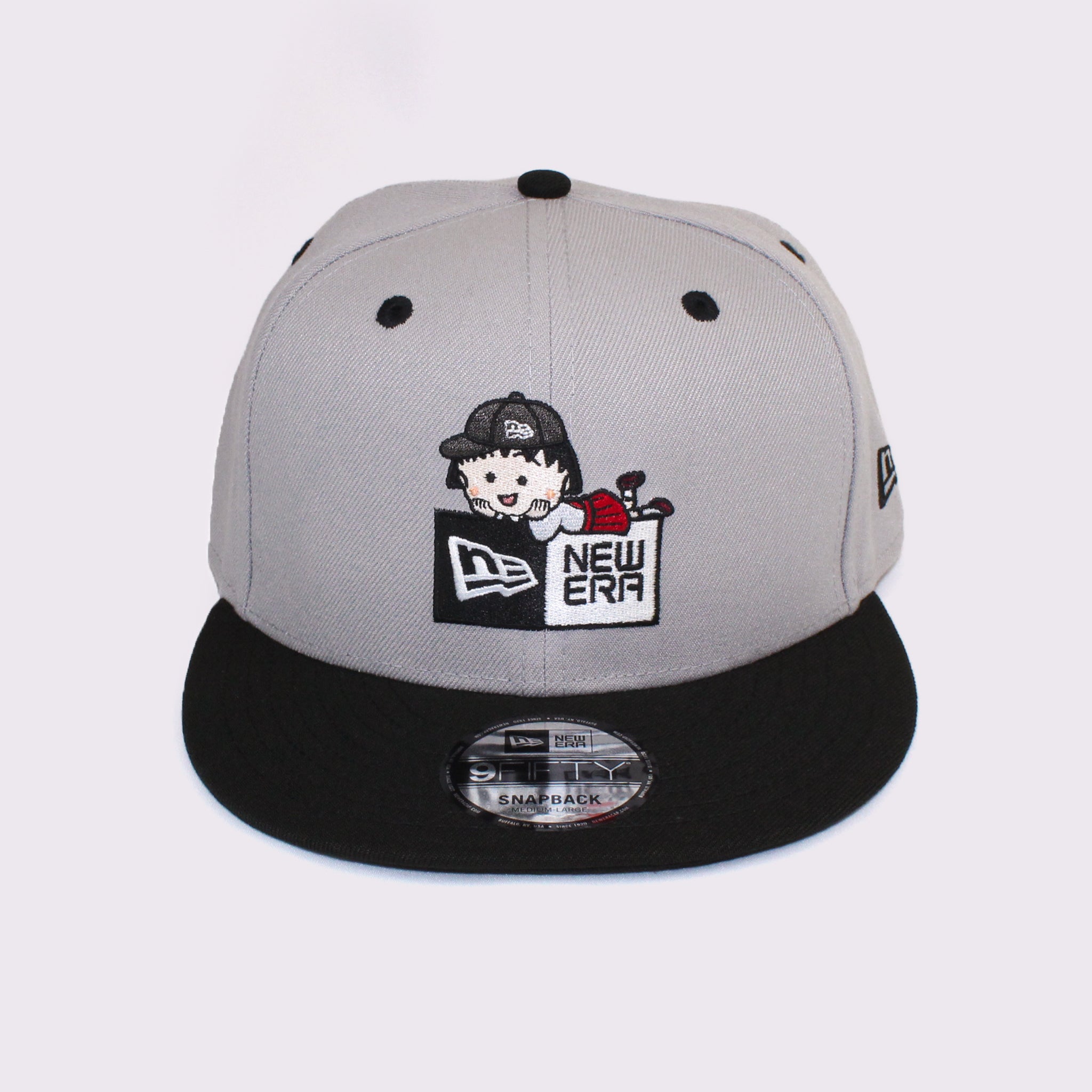 NEW ERA 9FIFTY ちびまる子ちゃん ボックスロゴ まる子 グレー ブラックバイザー　M/L