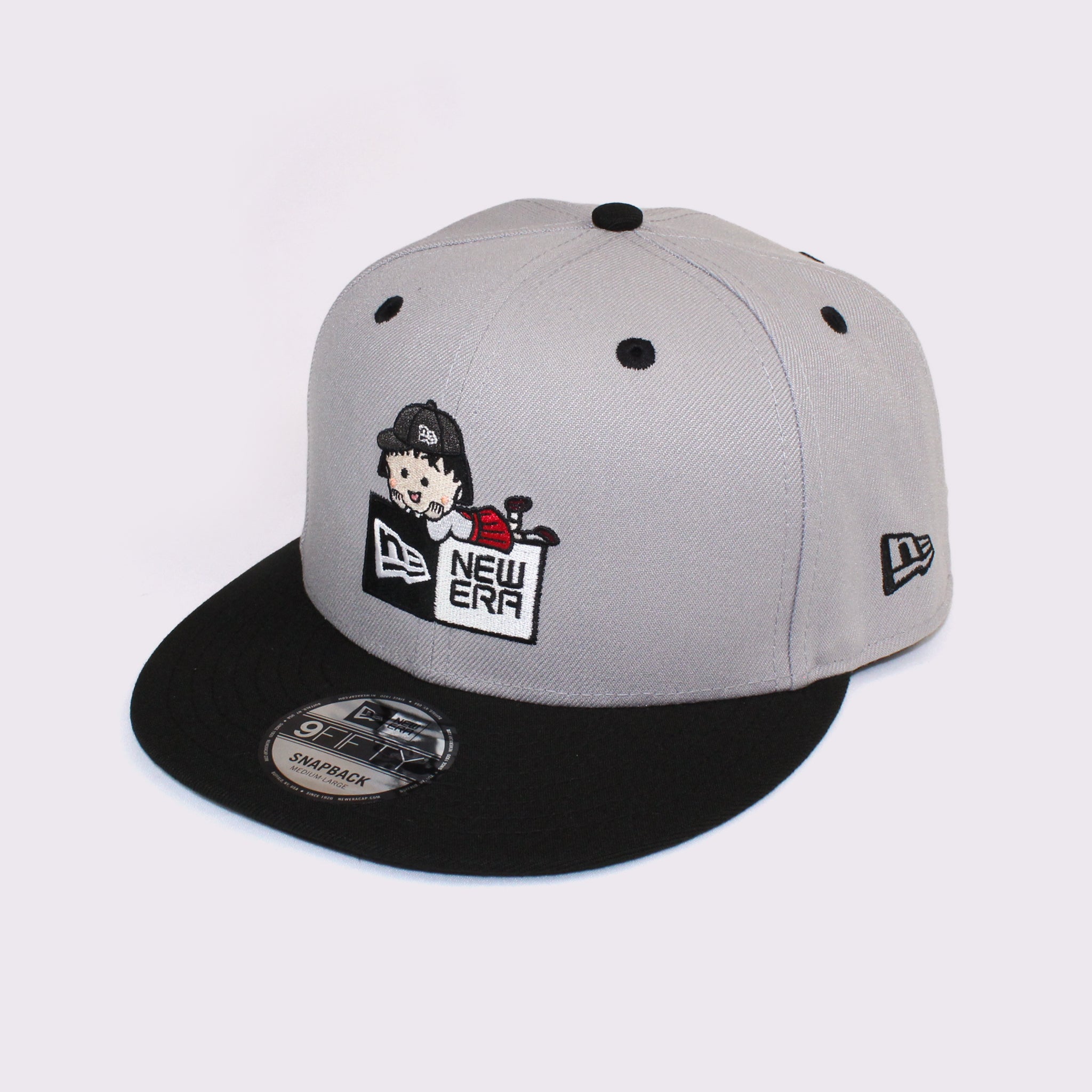 NEW ERA 9FIFTY ちびまる子ちゃん ボックスロゴ まる子 グレー ブラックバイザー　M/L