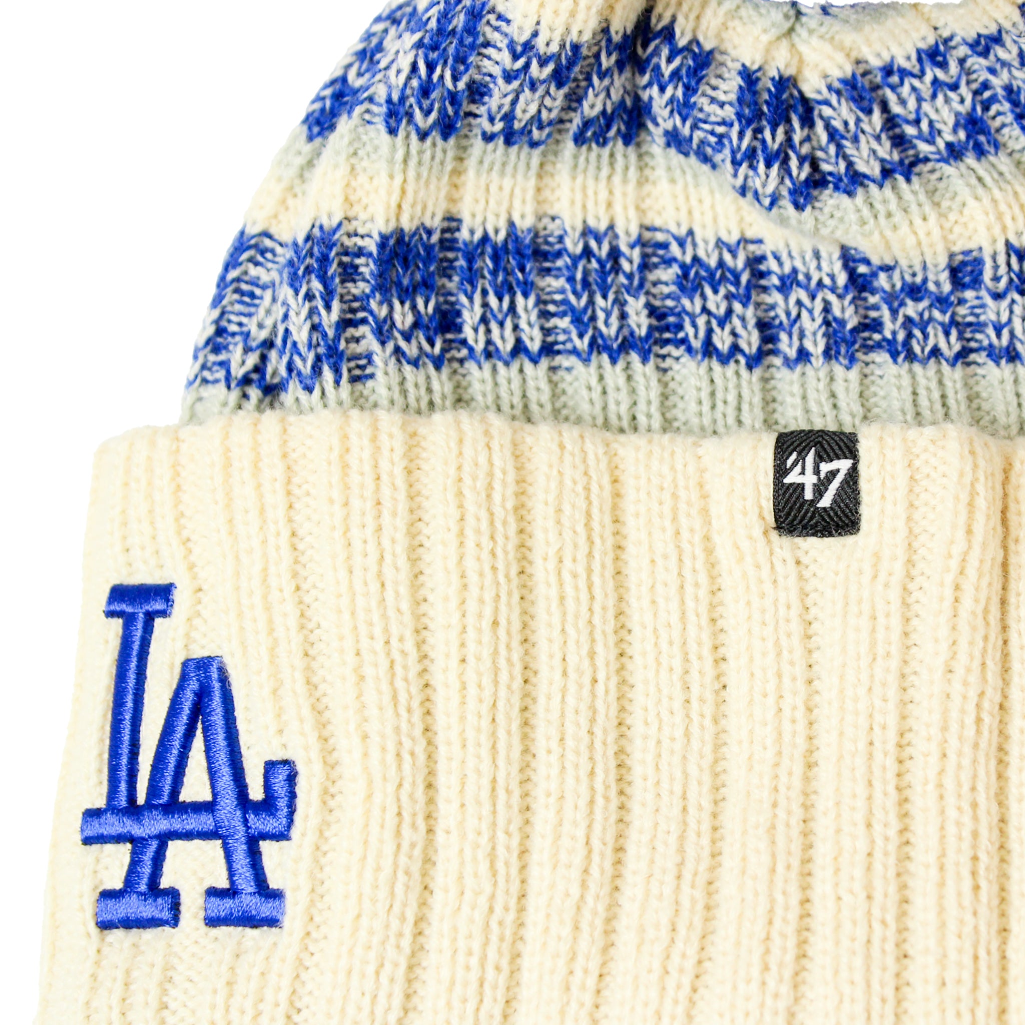 '47　Dodgers Tavern Cuff Knit Natural ロサンゼルス・ドジャース メジャーリーグ ニット帽 ボンボンビーニー