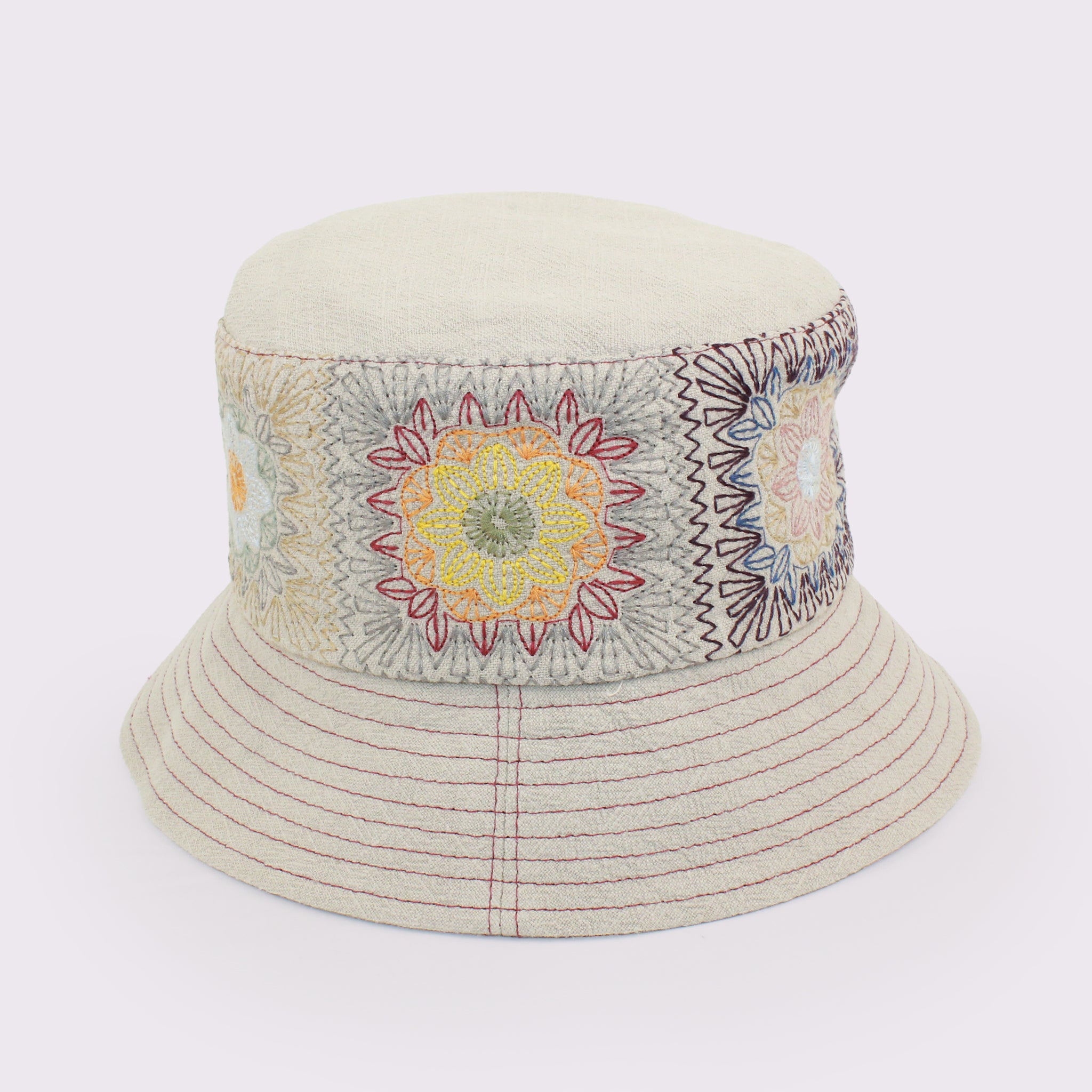 ANGIOLO FRASCONI　ラミー花柄刺繍バケットハット 13878