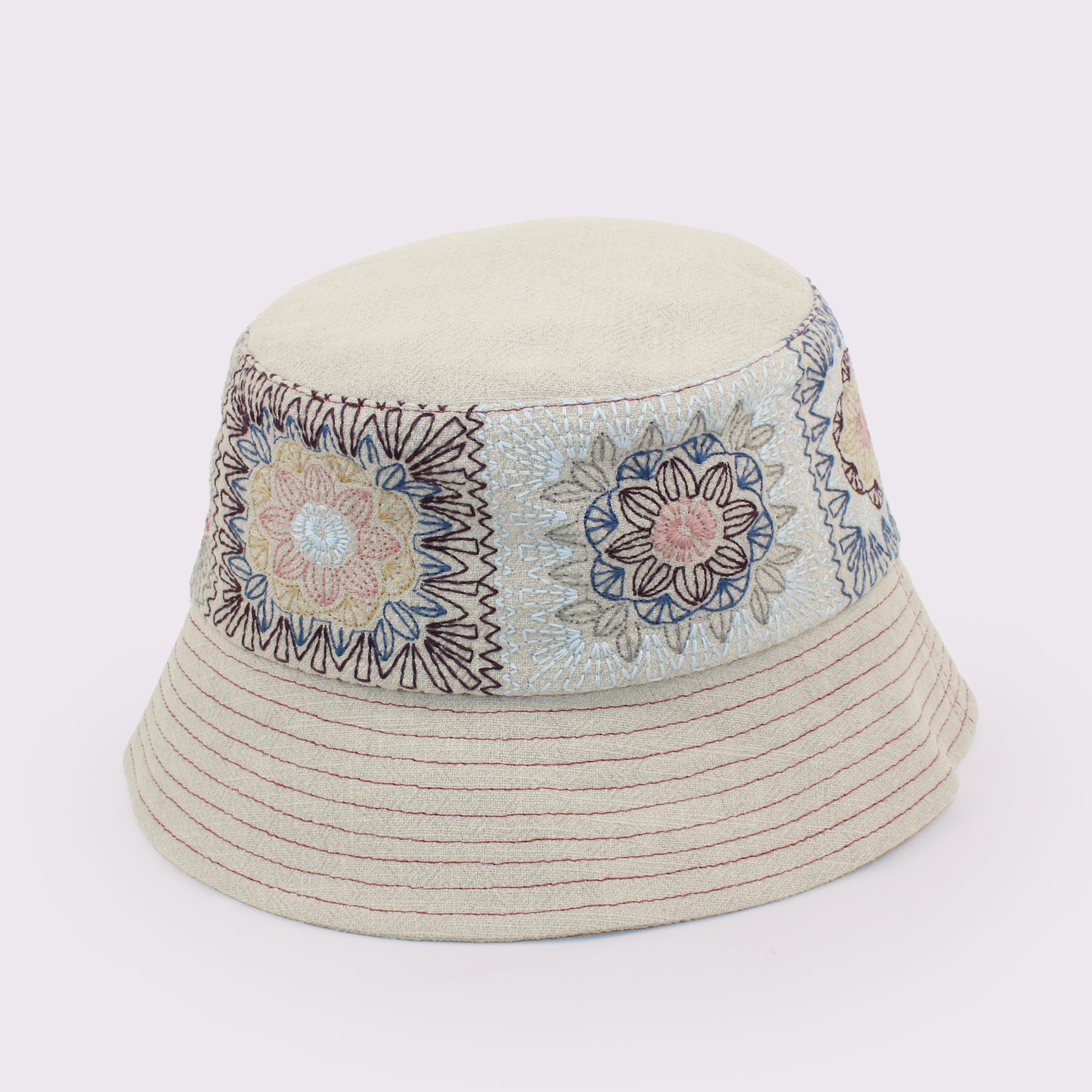 ANGIOLO FRASCONI　ラミー花柄刺繍バケットハット 13878