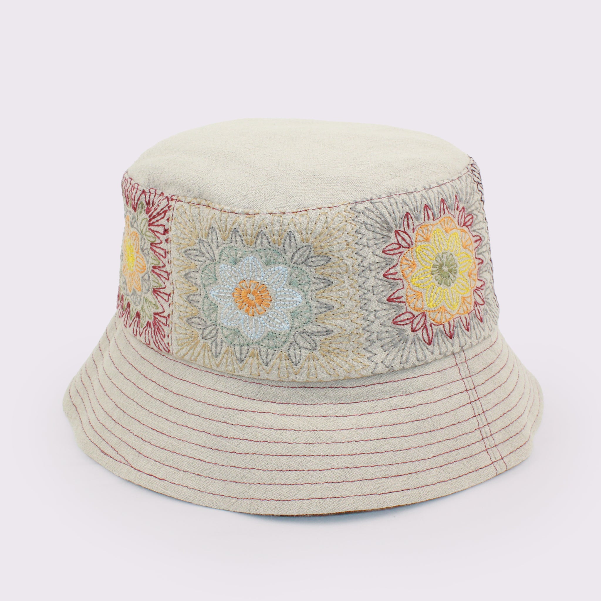 ANGIOLO FRASCONI　ラミー花柄刺繍バケットハット 13878