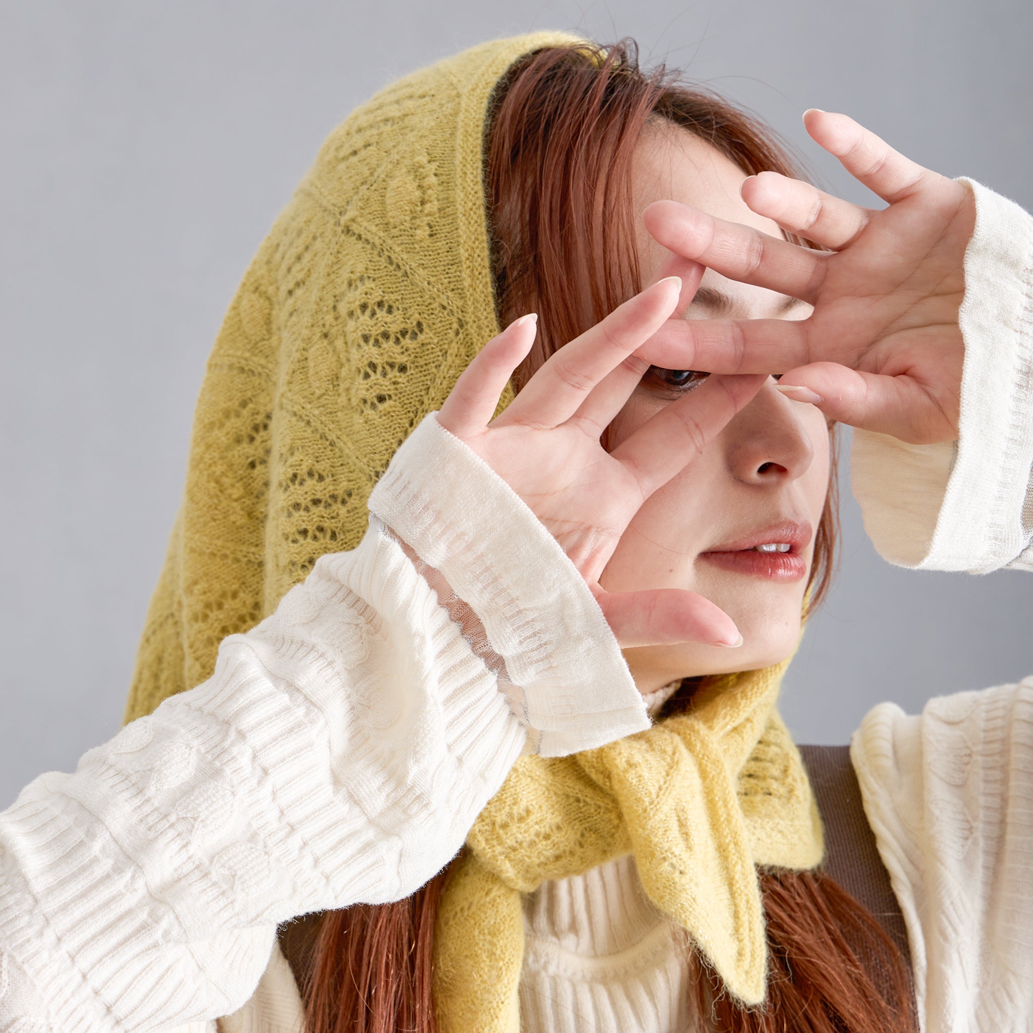 【NYANDER KNIT/ニャンダーニット】 ALPACA CATS CLAW △SHAWL