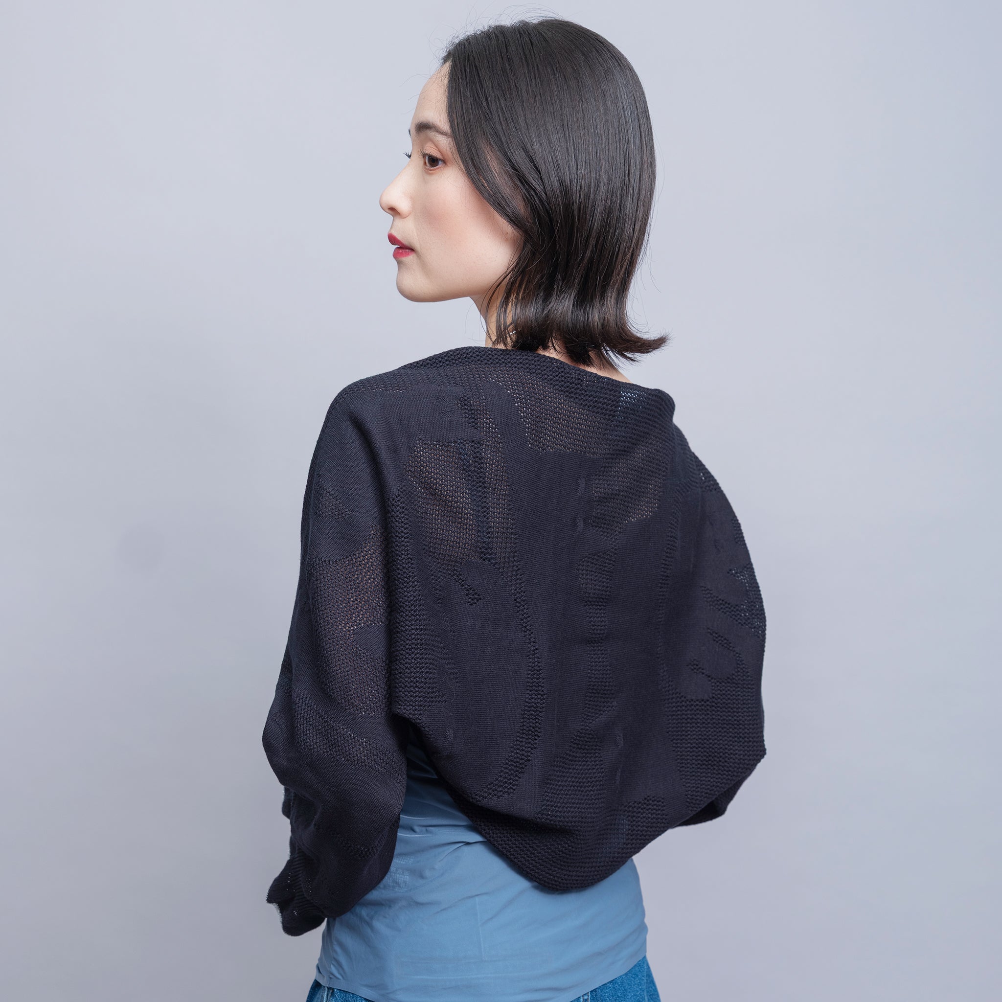 【NYANDER KNIT/ニャンダーニット】Shadow CAT３way　Lace shawl　ATRENA限定デザイン